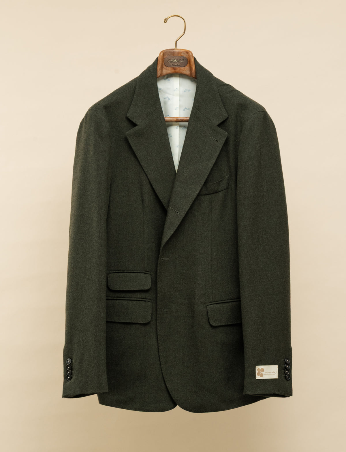 Catch2 Einfarbige Wolljacke Moosgrün
