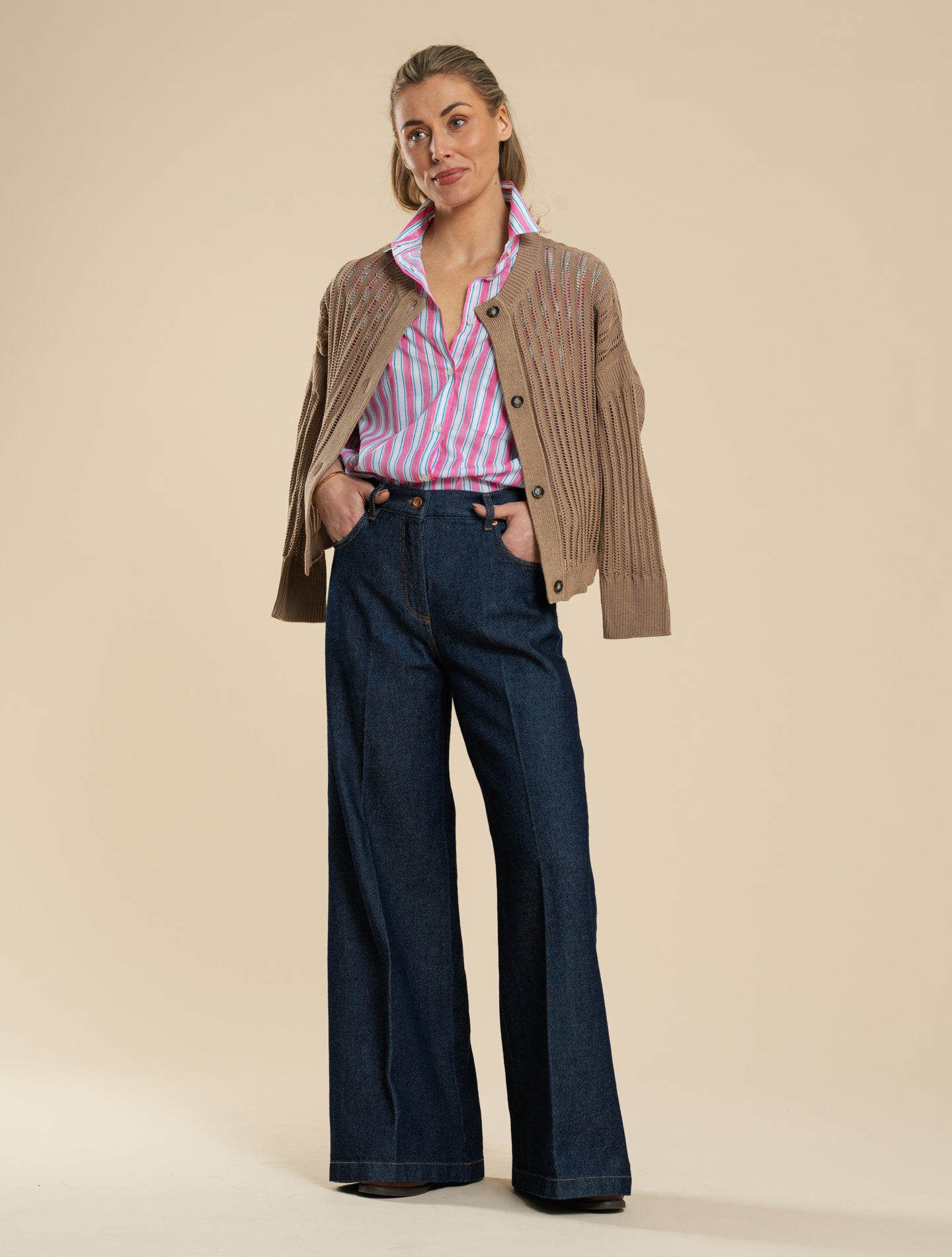 High Rise Wide Denim Trousers Rinsed