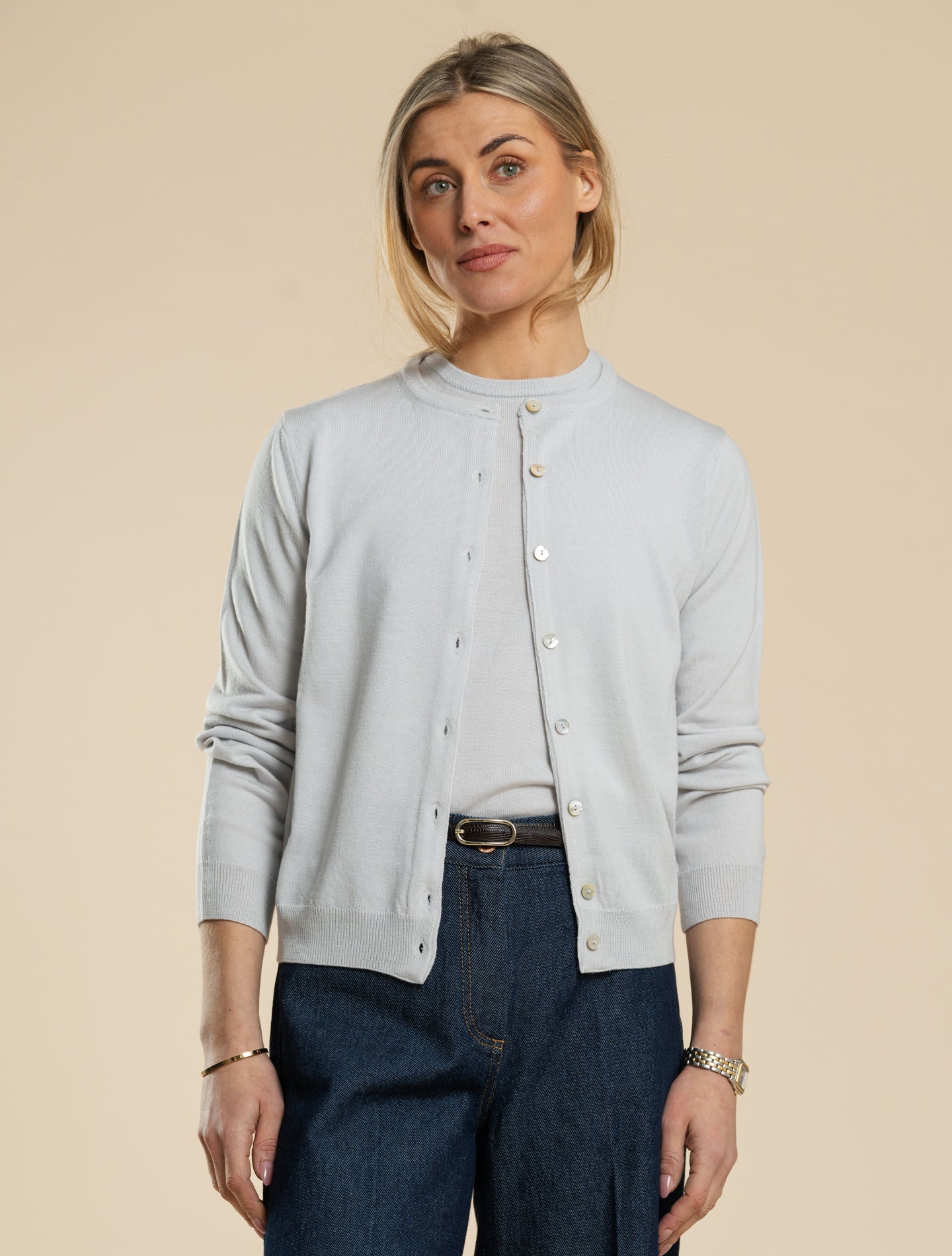 Merino Wool Cardigan Ice