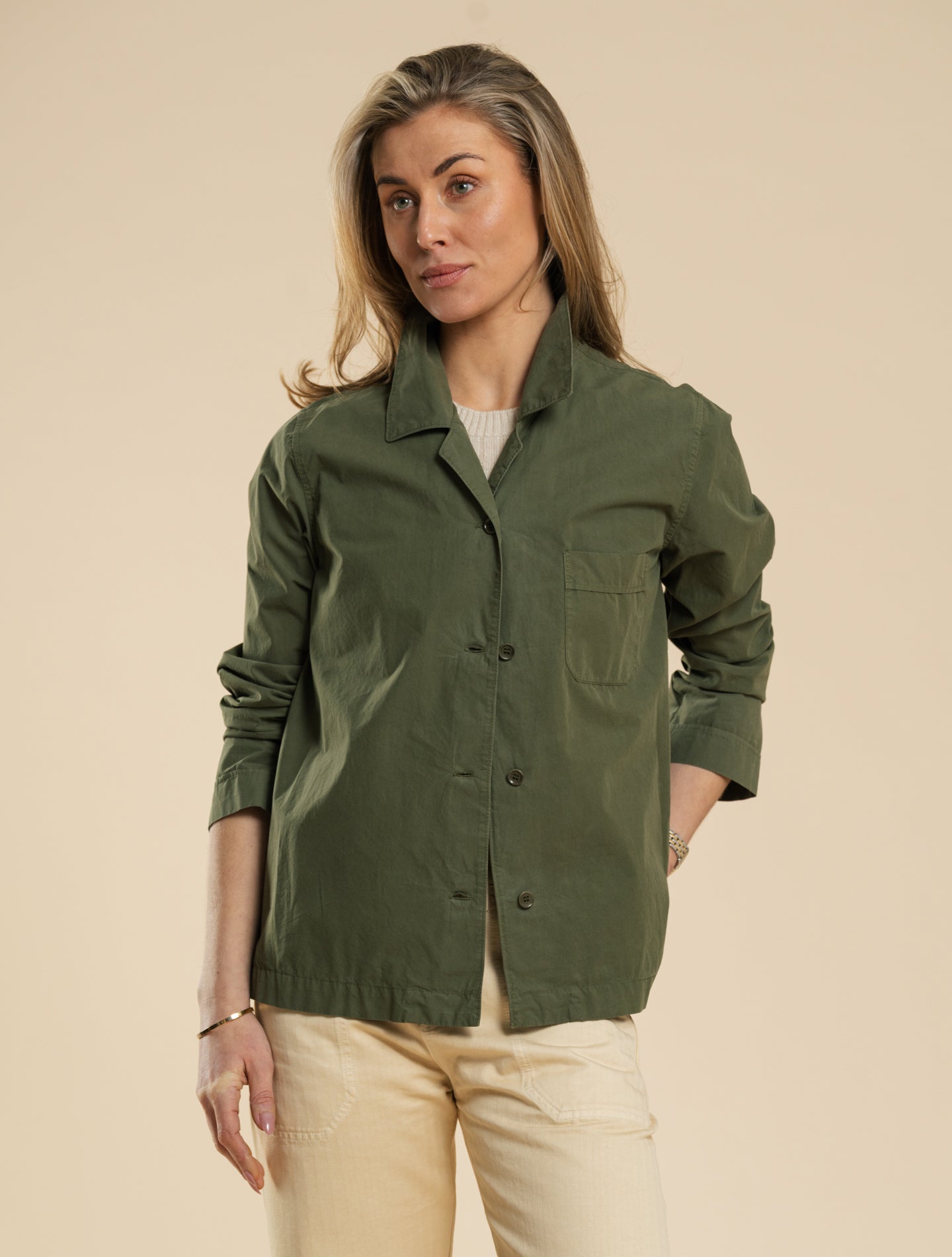 Garment Dyed Cotton Poplin Shirt-jacket Military