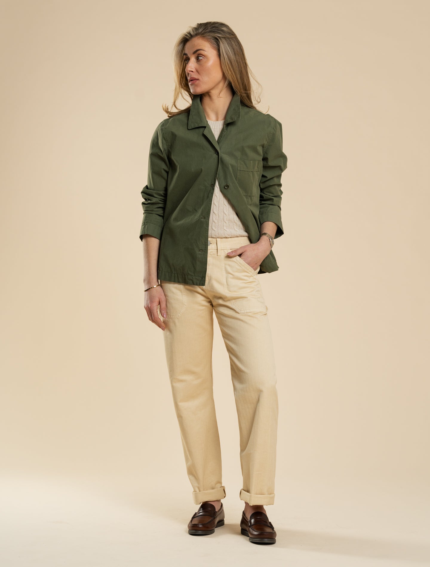Garment Dyed Cotton Poplin Shirt-jacket Military