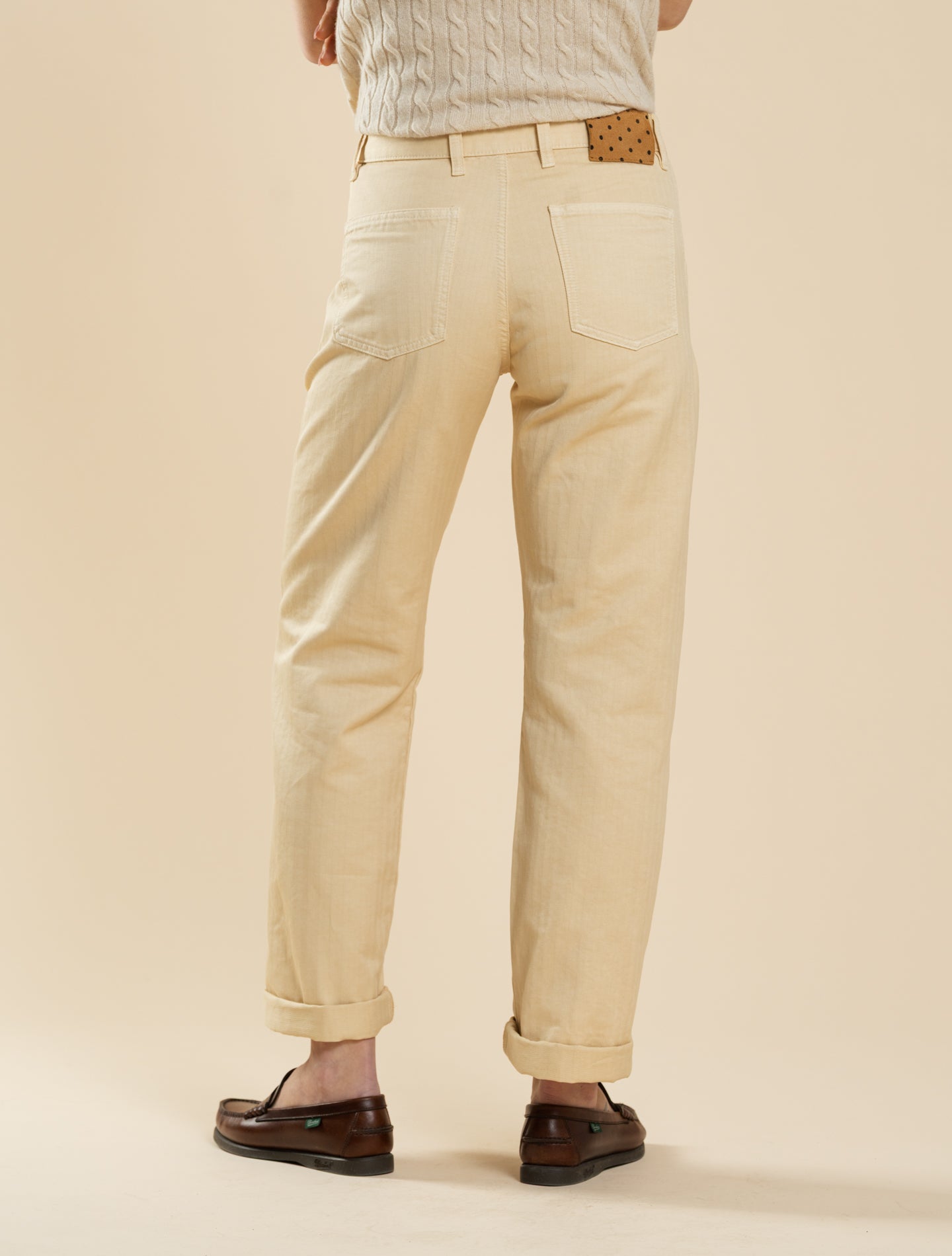 Squalo Cotton Herringbone Trousers Champagne