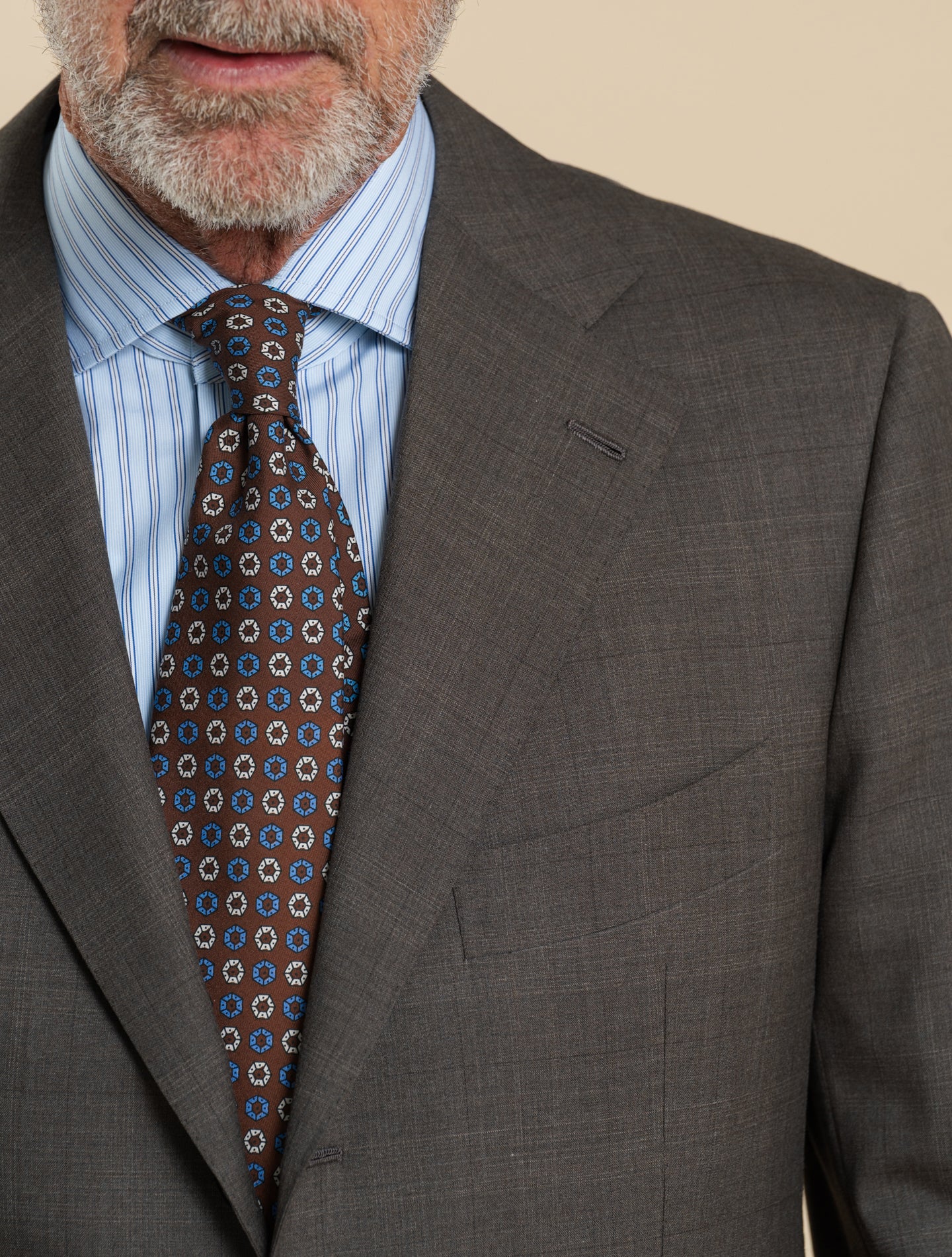 Handmade Single Breasted 170S Wool Suit Brown