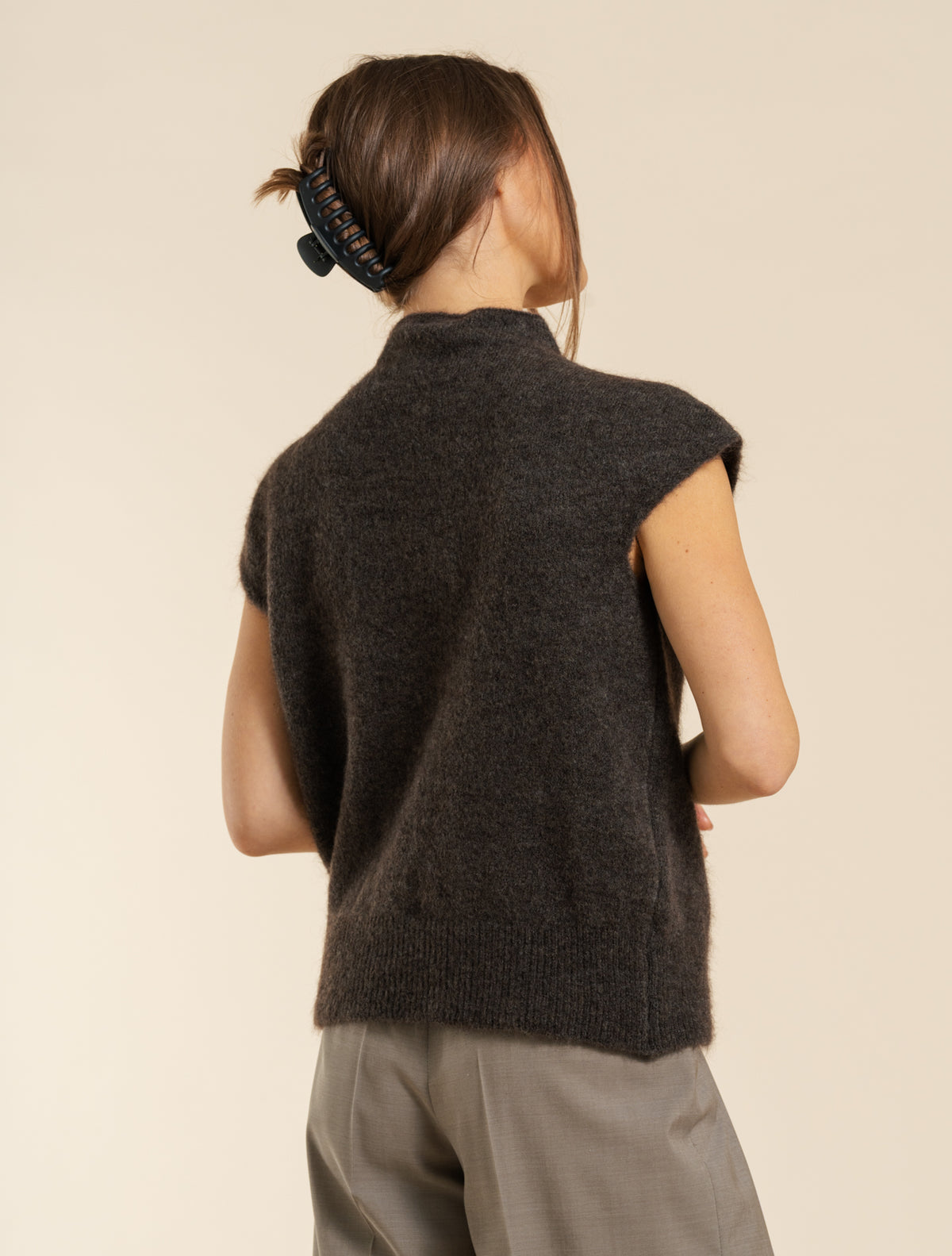 Mohair Mockneck Top Brown