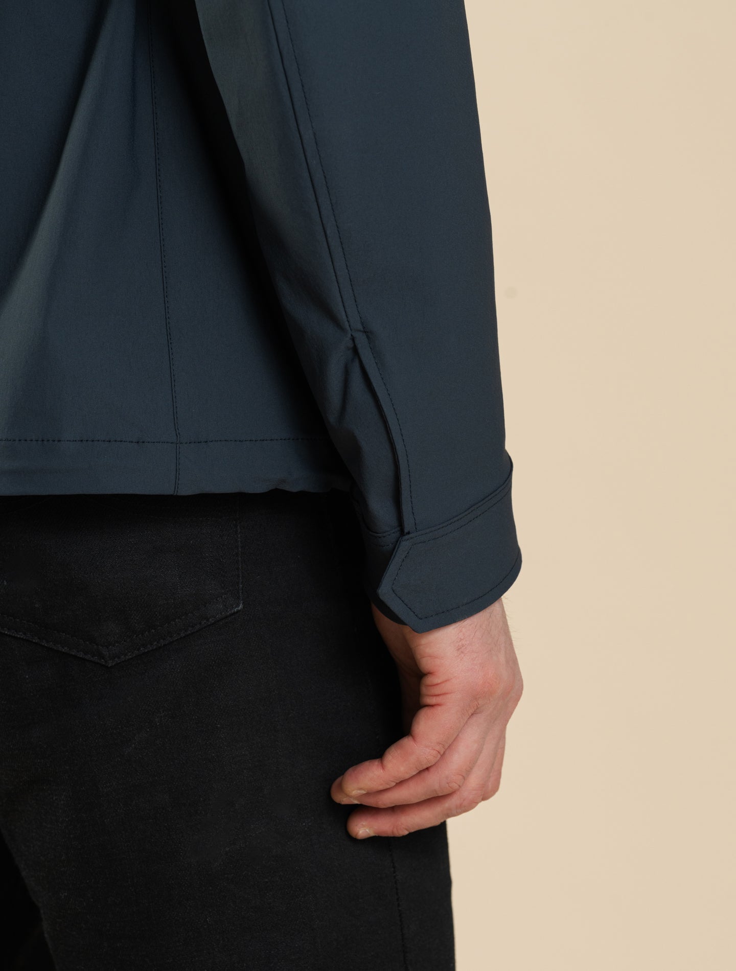 Wrinkled Stretch Nylon Field Jacket Navy