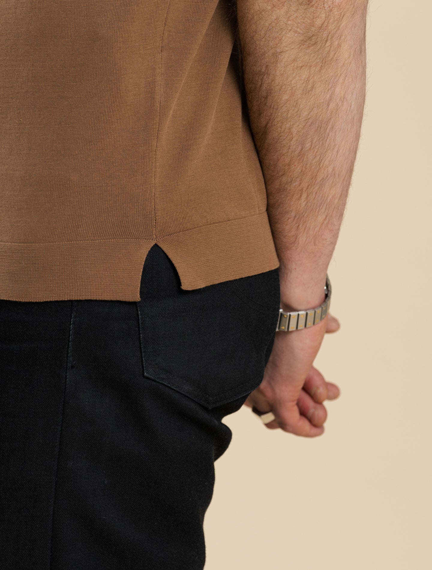 Stickad bomulls-T-shirt med rund hals, Terra