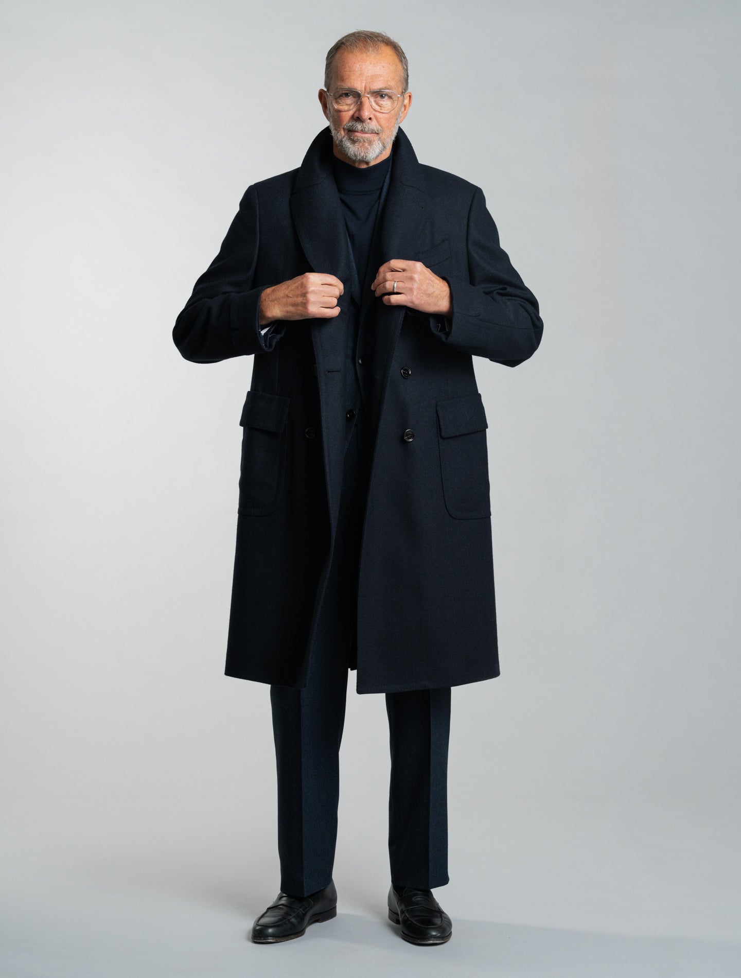 Double Breasted Wool Cashmere Coat Navy