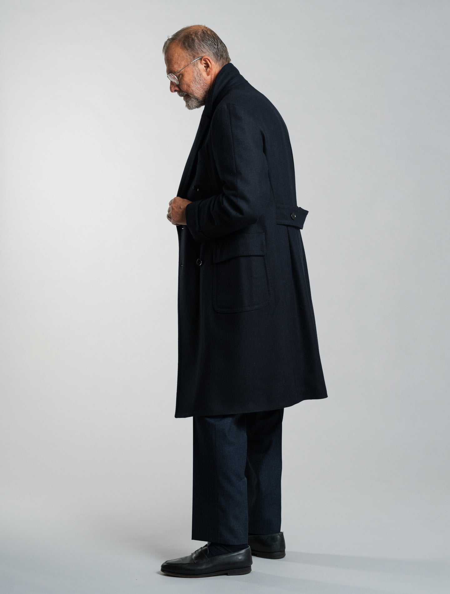 Double Breasted Wool Cashmere Coat Navy