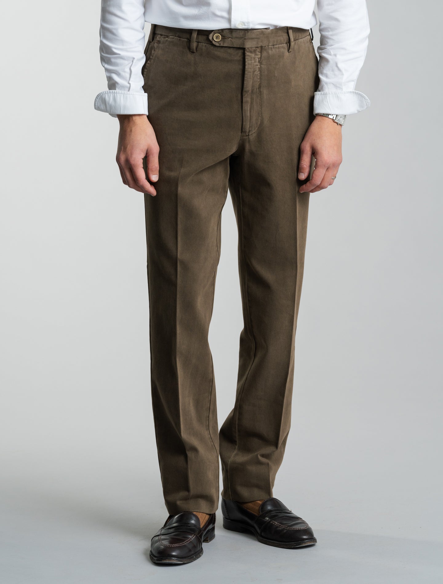 190 Cotton Cashmere Twill Trousers Brown