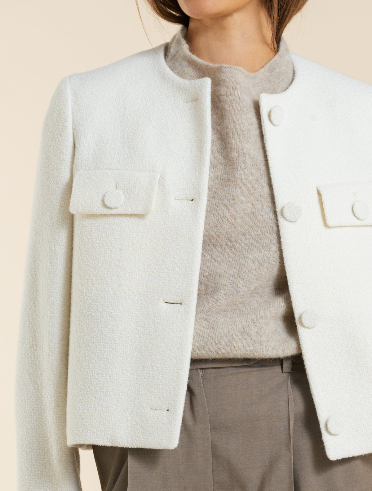 Conelle Boucle Jacket Off White
