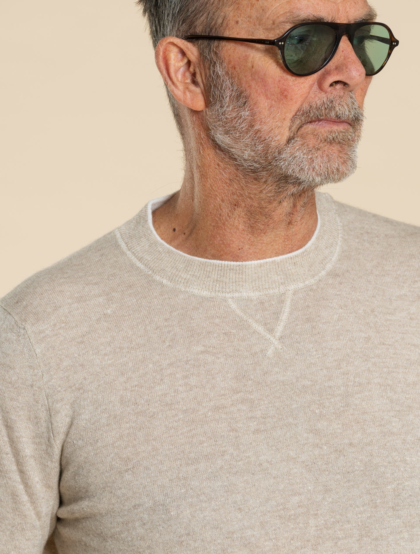 David Kashmir Linne Rundhalsad Beige