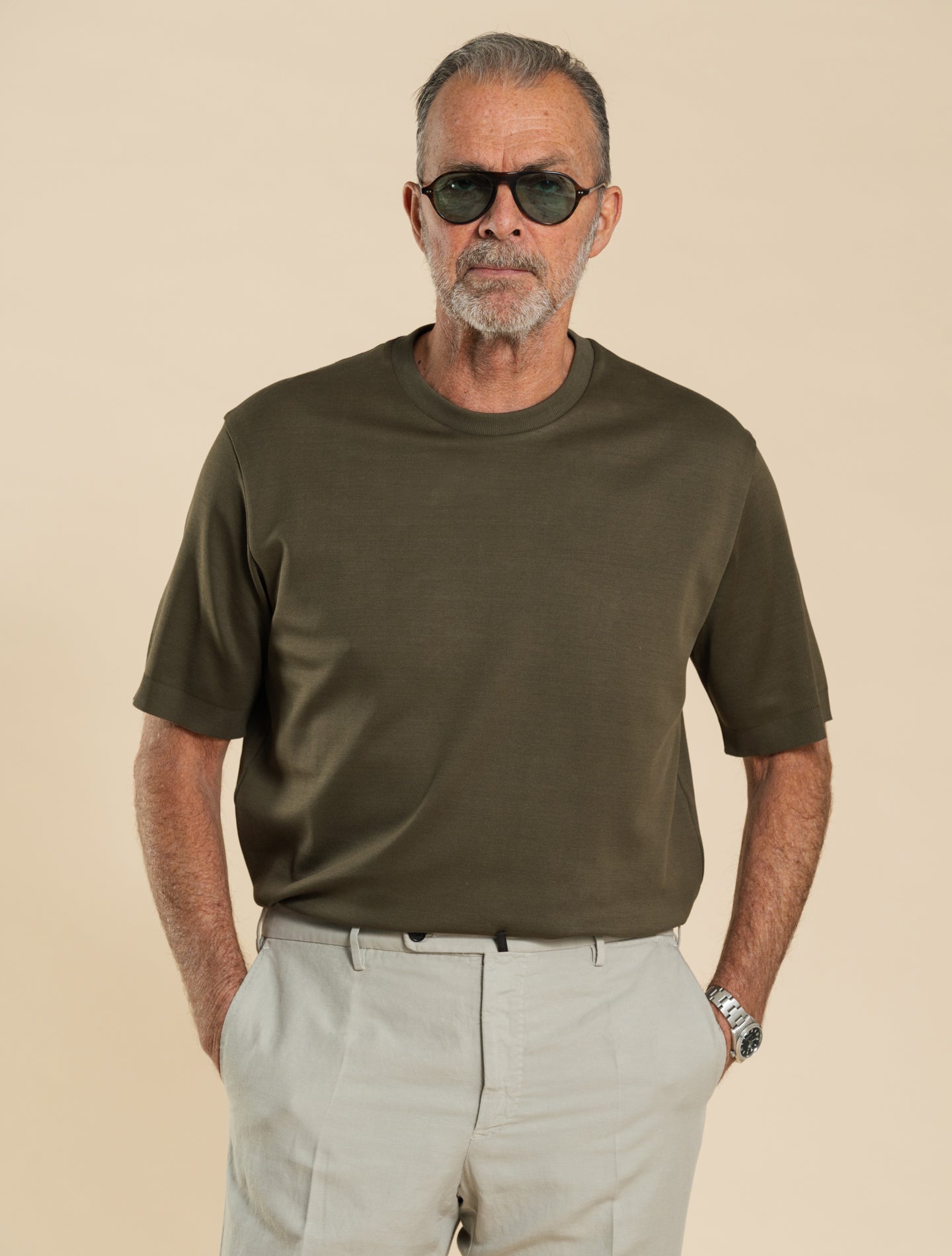 Jersey Knit Effect T-shirt Military