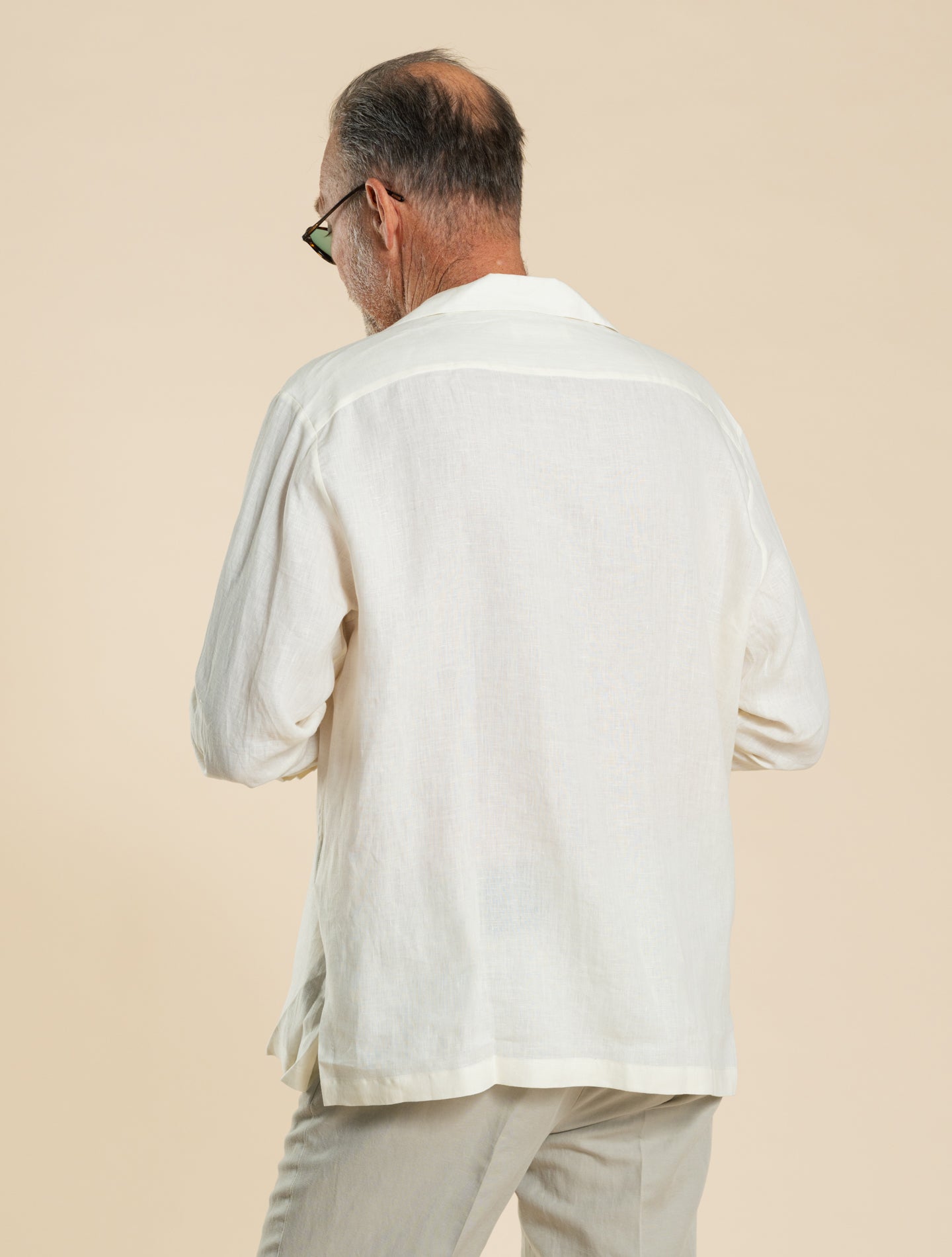 Camp Collar Linen Shirt Off White