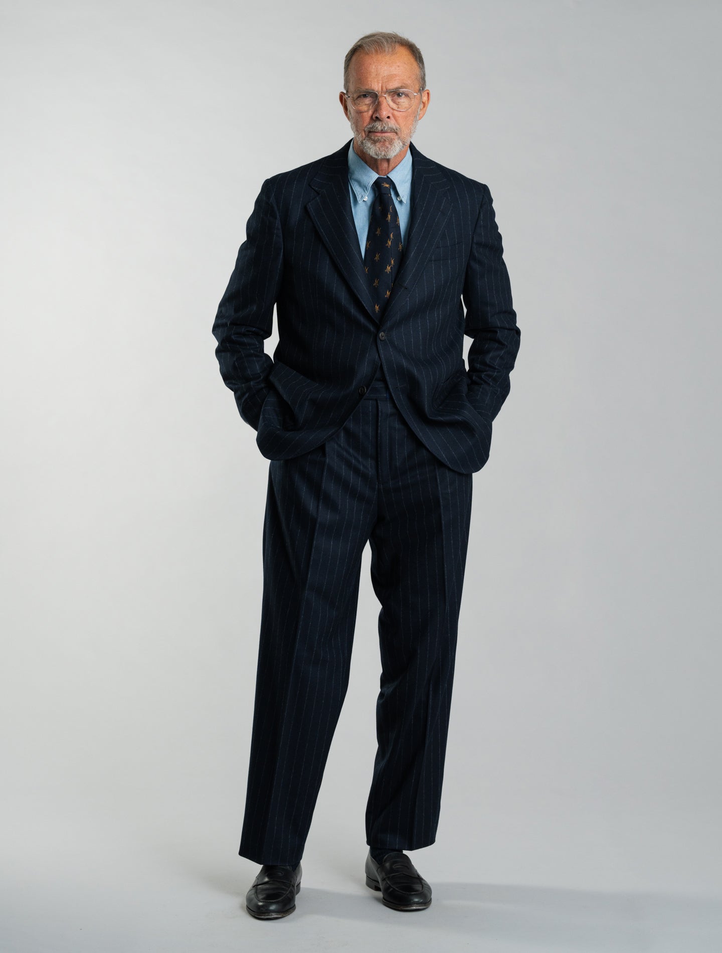 Single Breasted Pinstripe Suit Navy