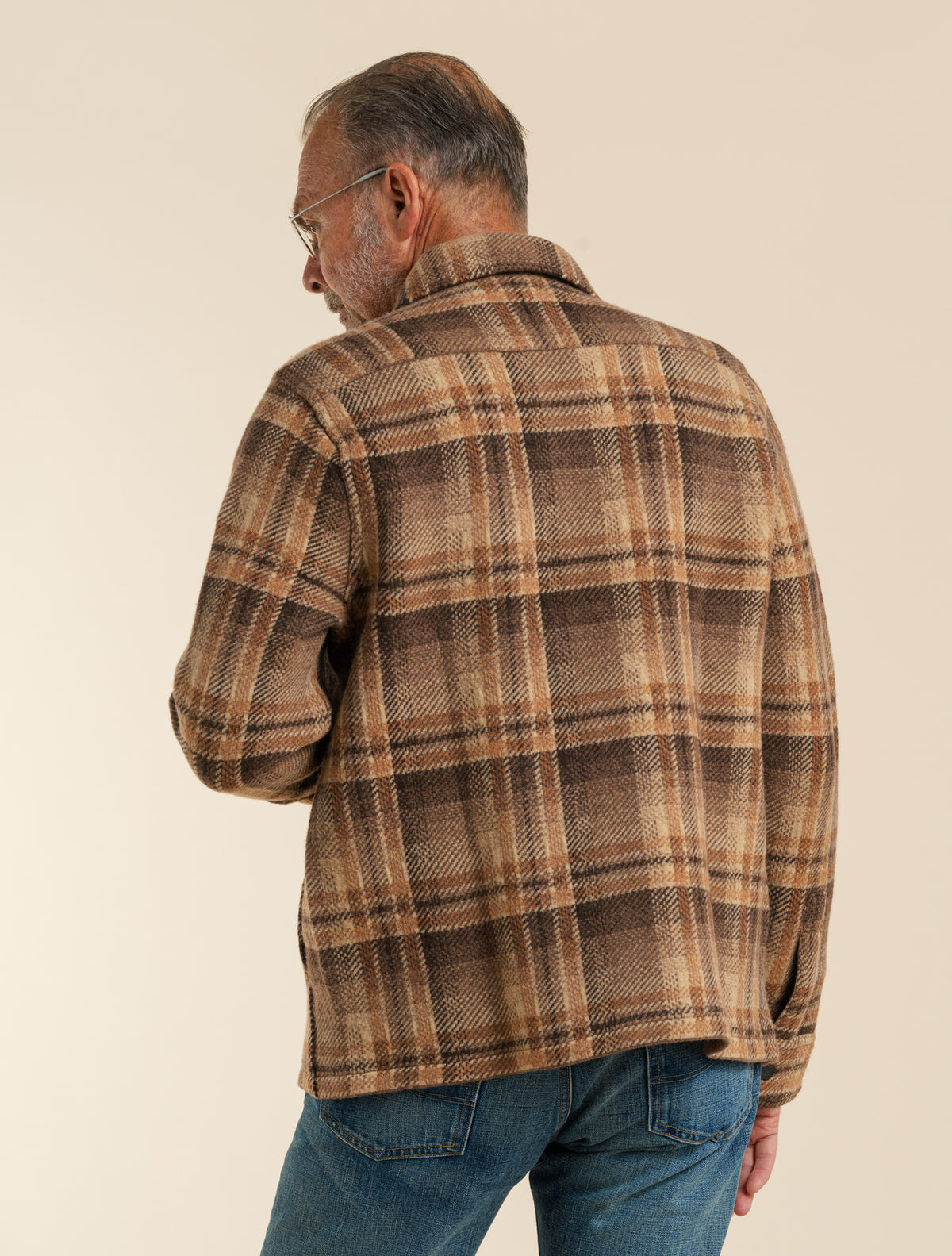 Plaid Wool Workshirt Jumper Tan/Rust Multi