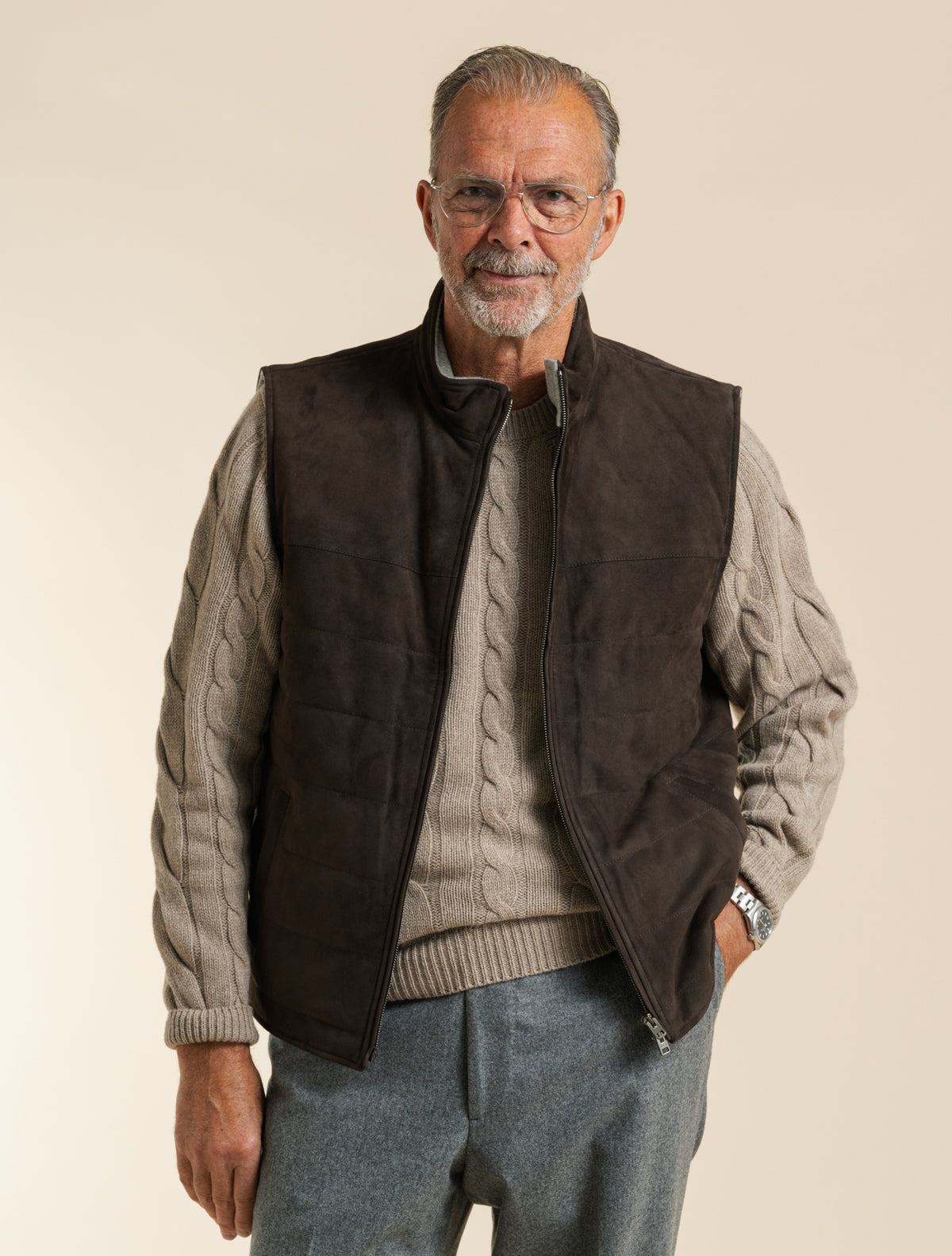 Luca Suede Vest Dark Brown