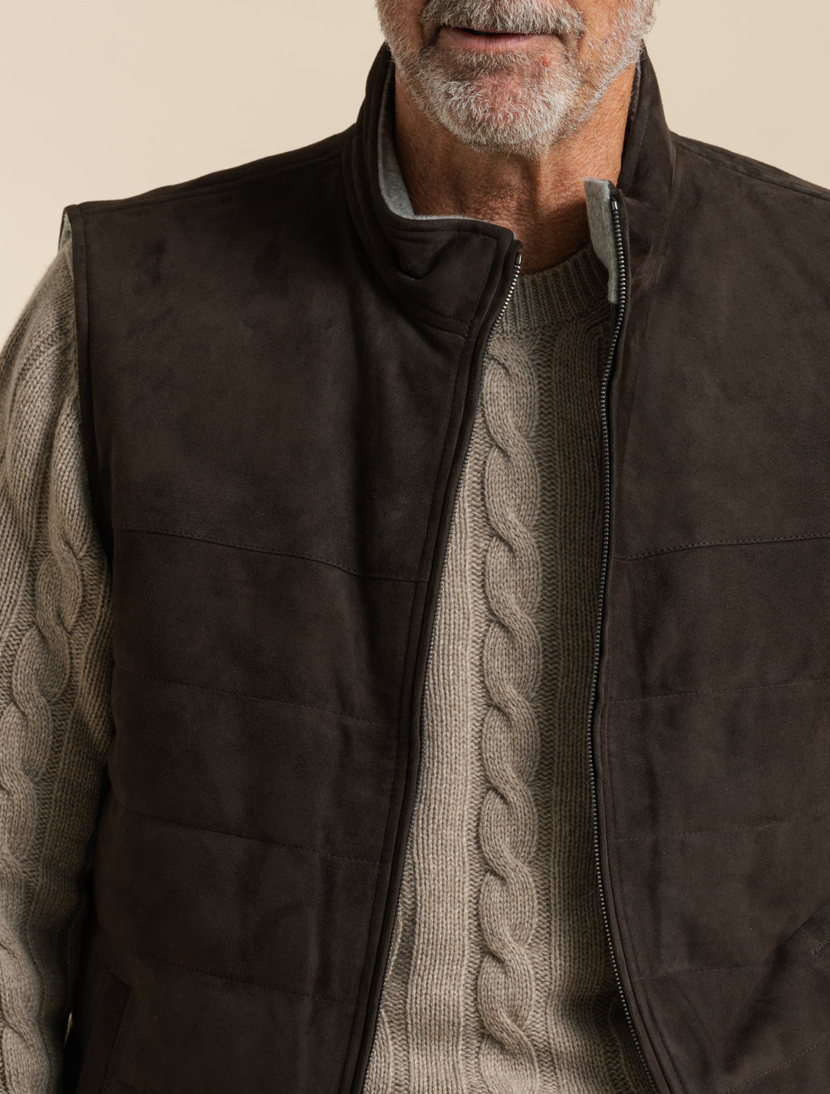 Luca Suede Vest Dark Brown