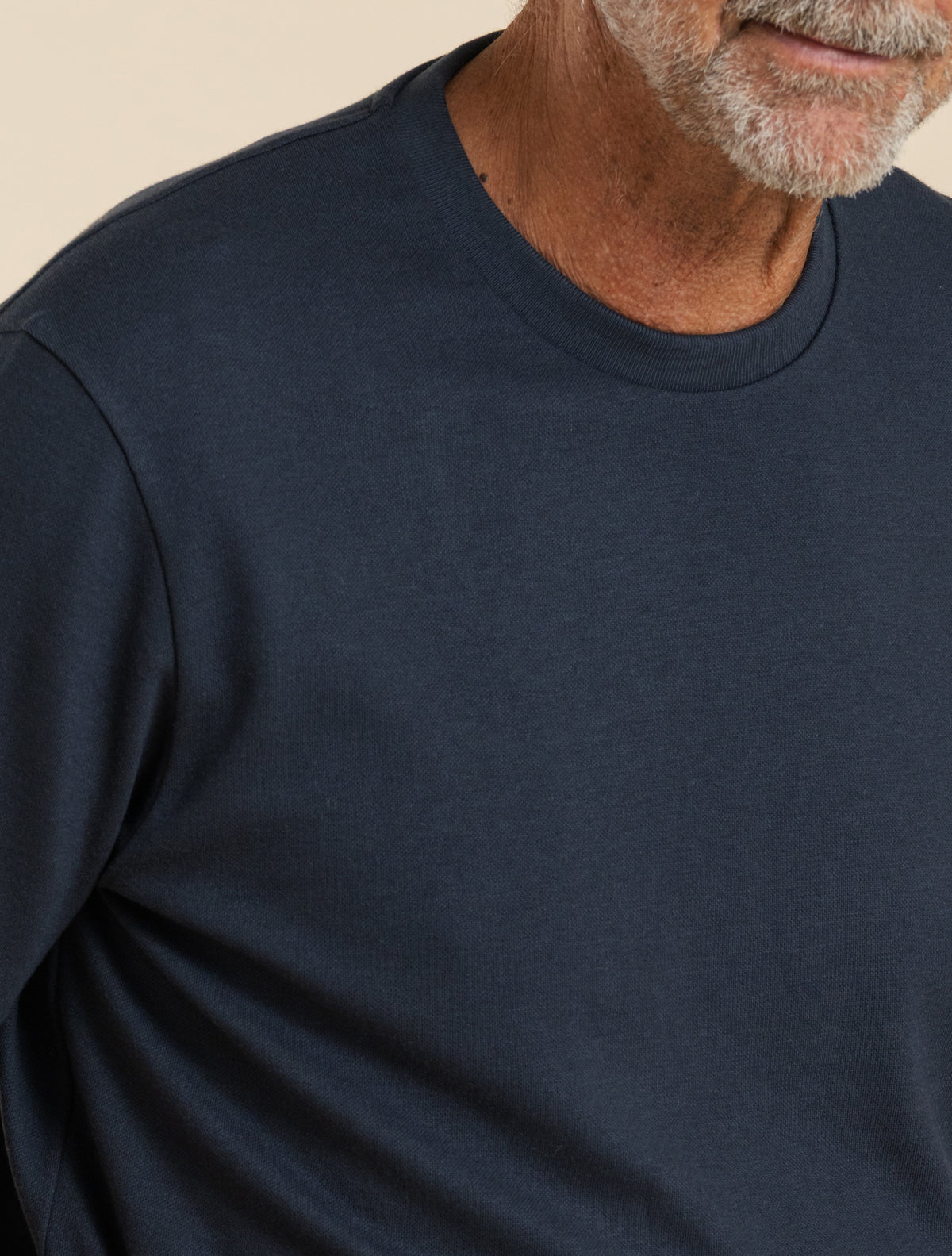 T-shirt i bomull och kashmir, mörkblå