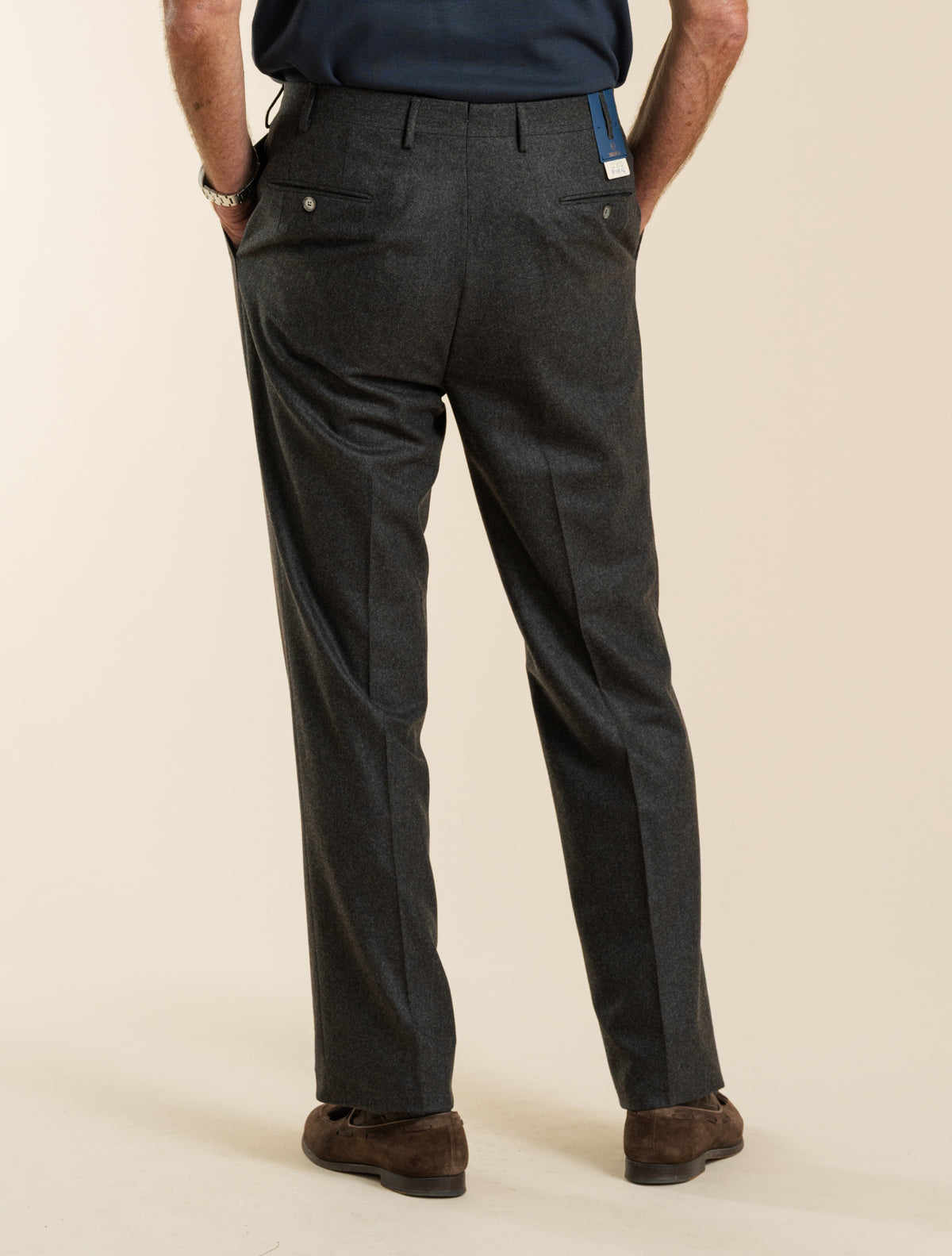 Flatfront-Hose aus Flanell aus Wolle, 130er, Braun