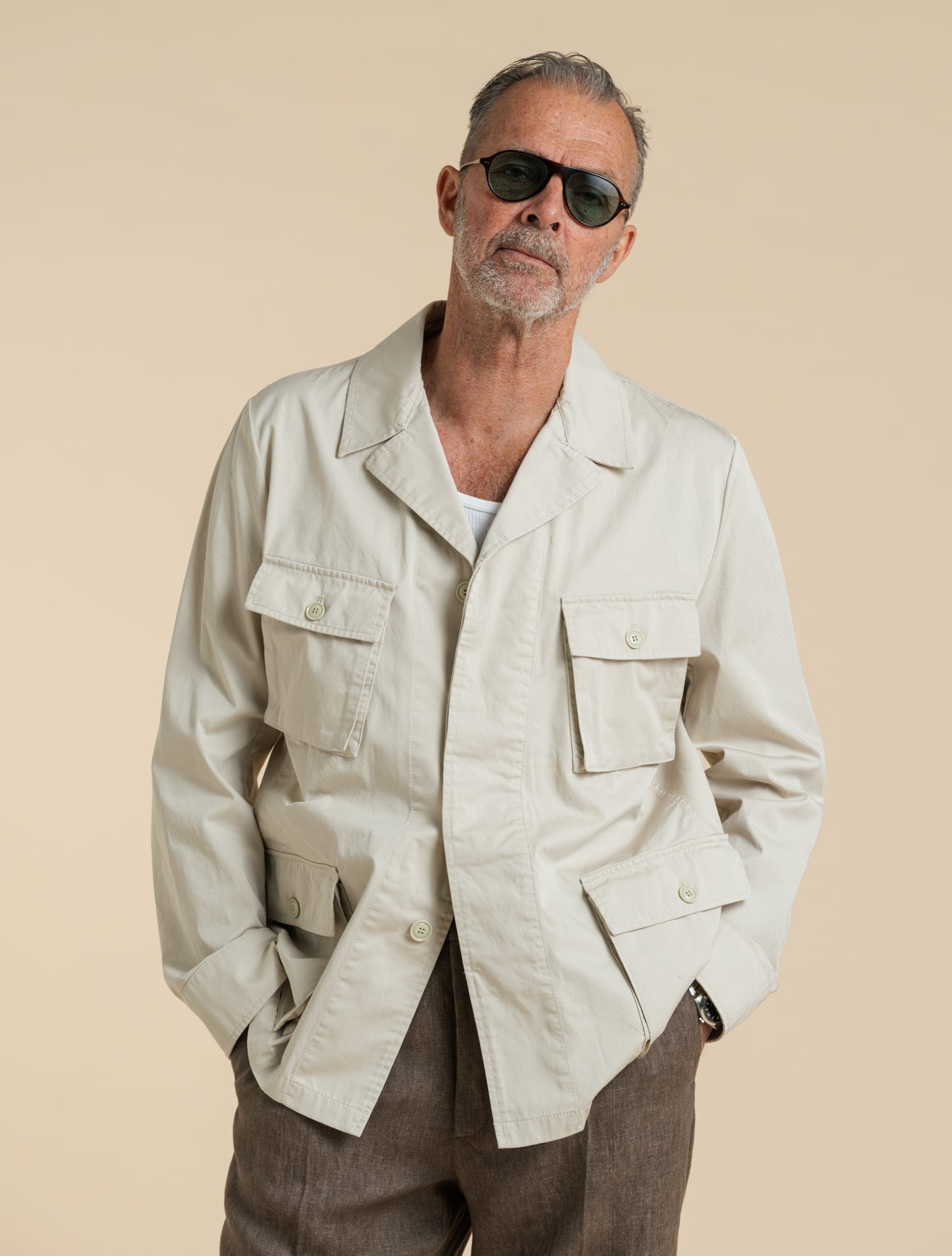 Laos Cotton Twill jacket Chalk