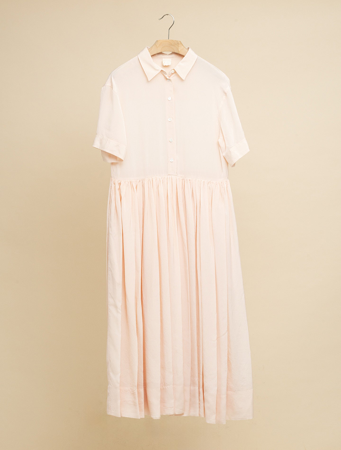 Micro Striped Silk Shirt Dress - AA Capsule Collection Light Pink