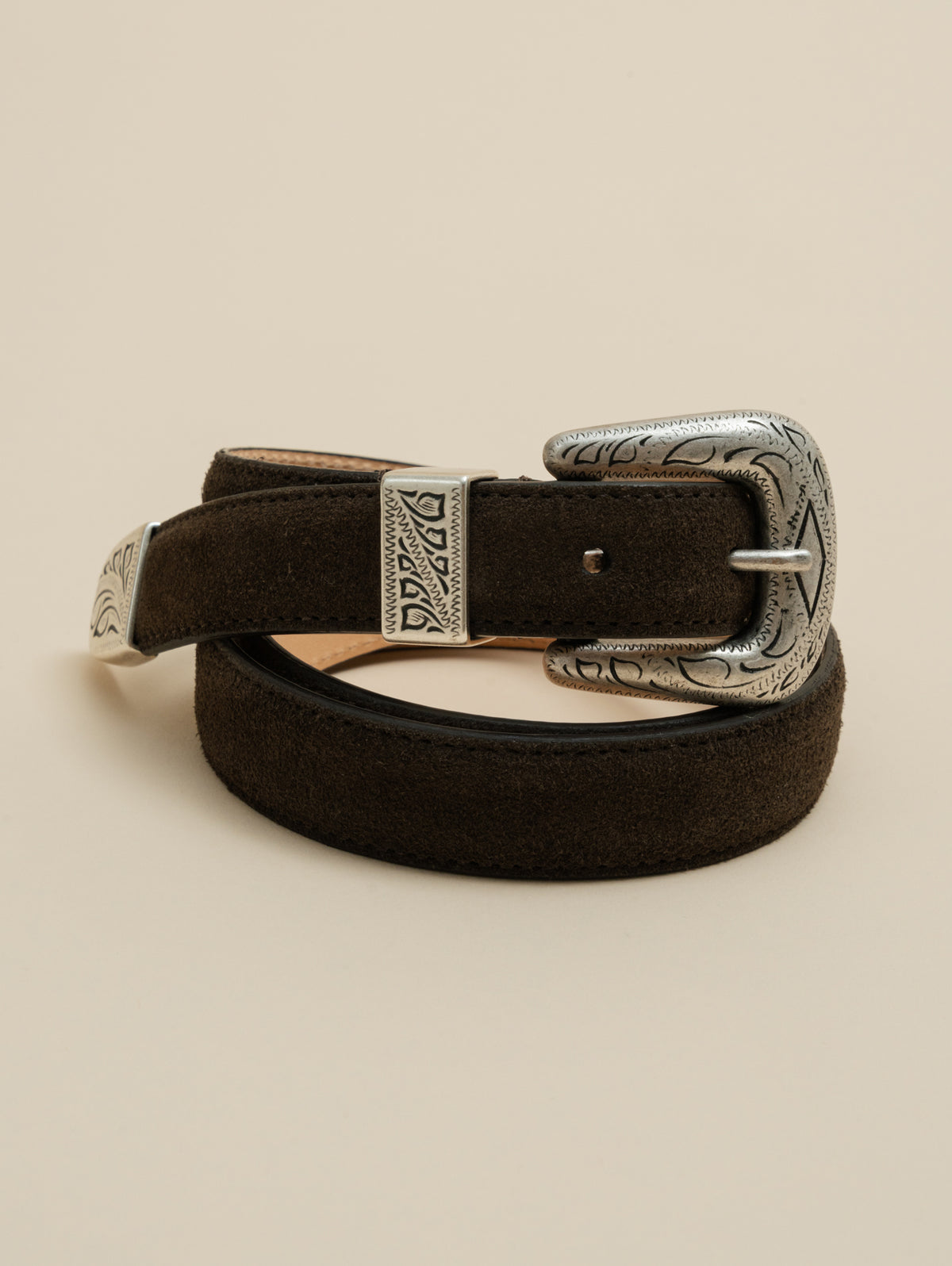 Western Suede Belt Brown