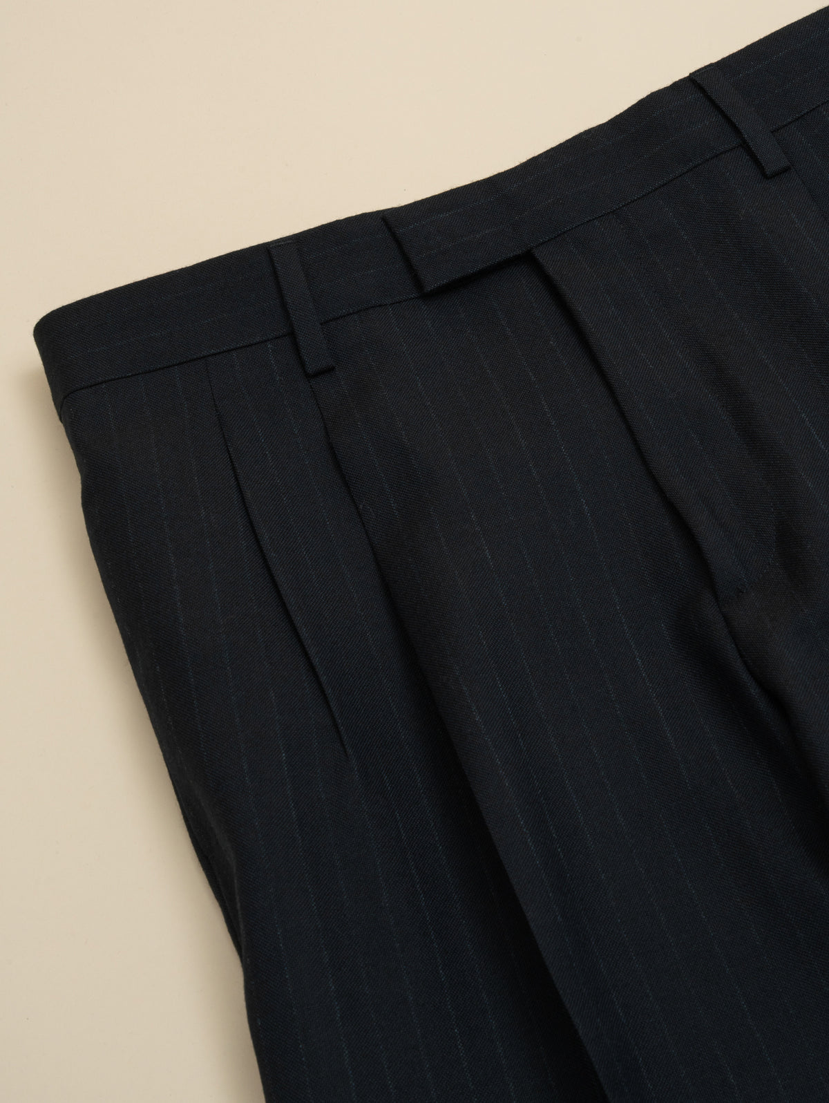 Double Breasted High Twist Wool Suit Dark Navy