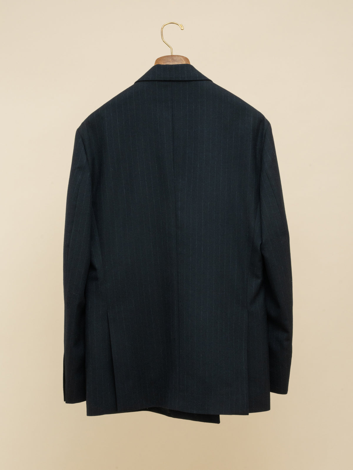 Double Breasted High Twist Wool Suit Dark Navy