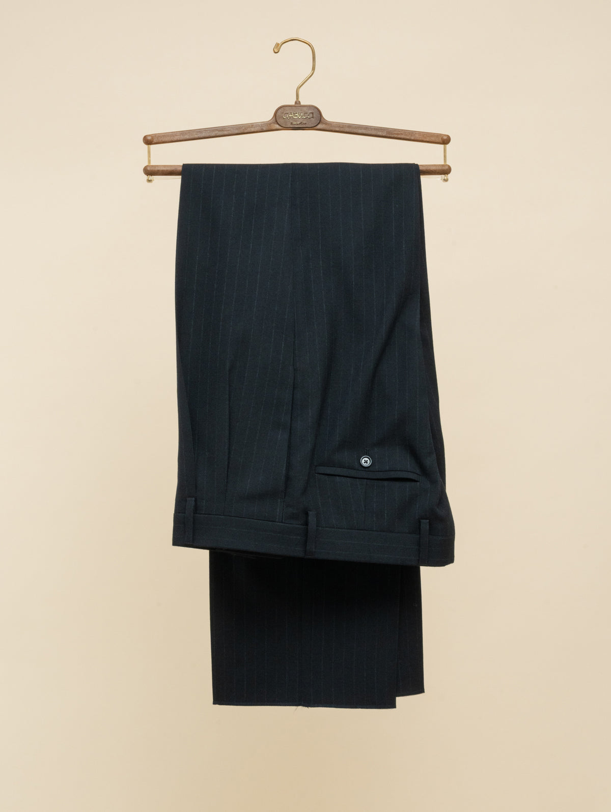Double Breasted High Twist Wool Suit Dark Navy