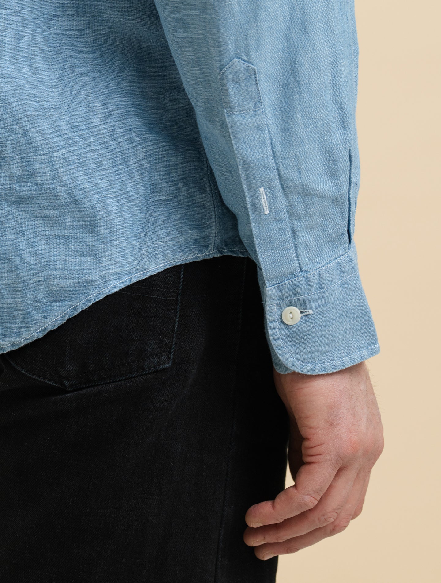 Japansk Chambray Utility Skjorta Blå