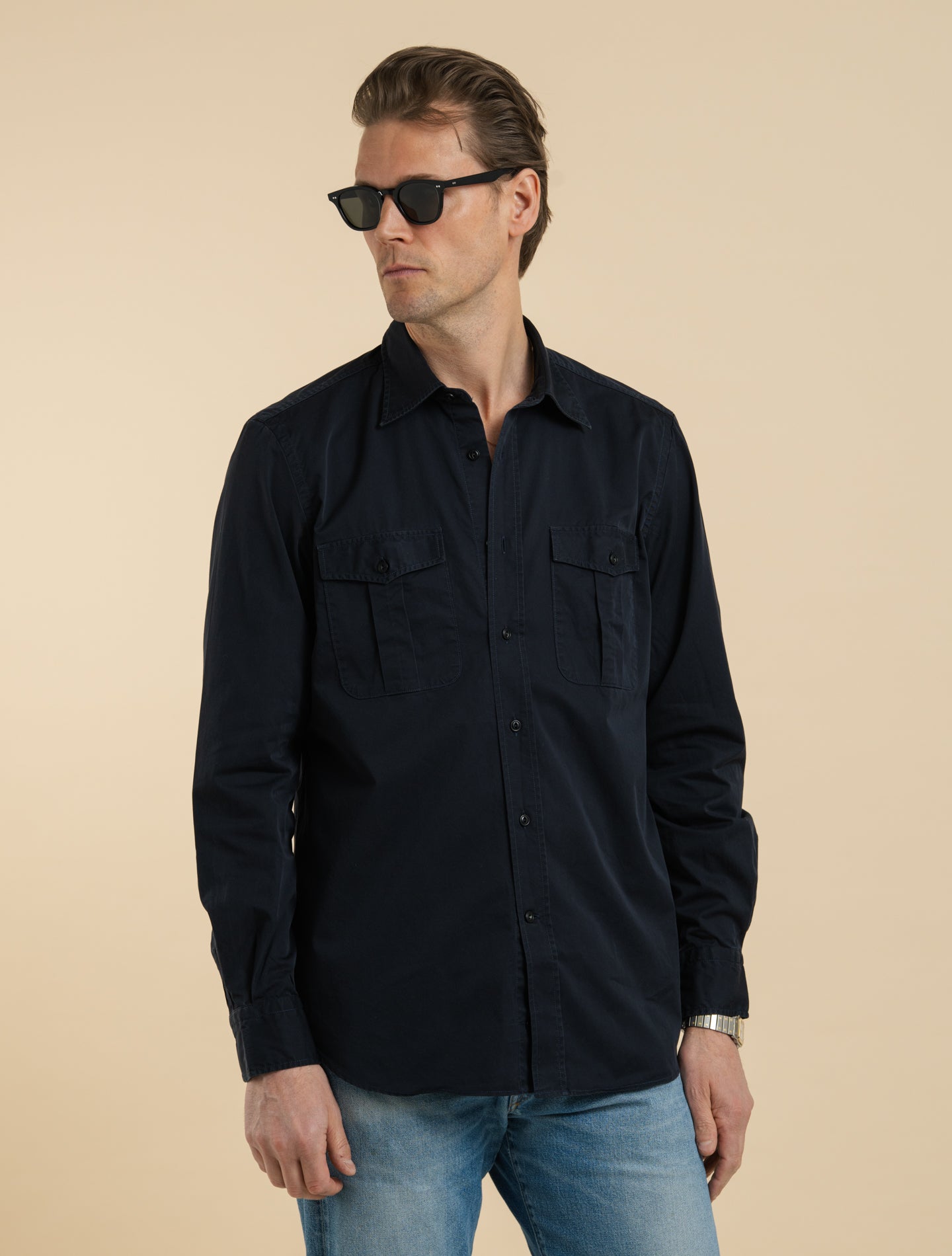 Cotton Twill Utility Shirt Navy