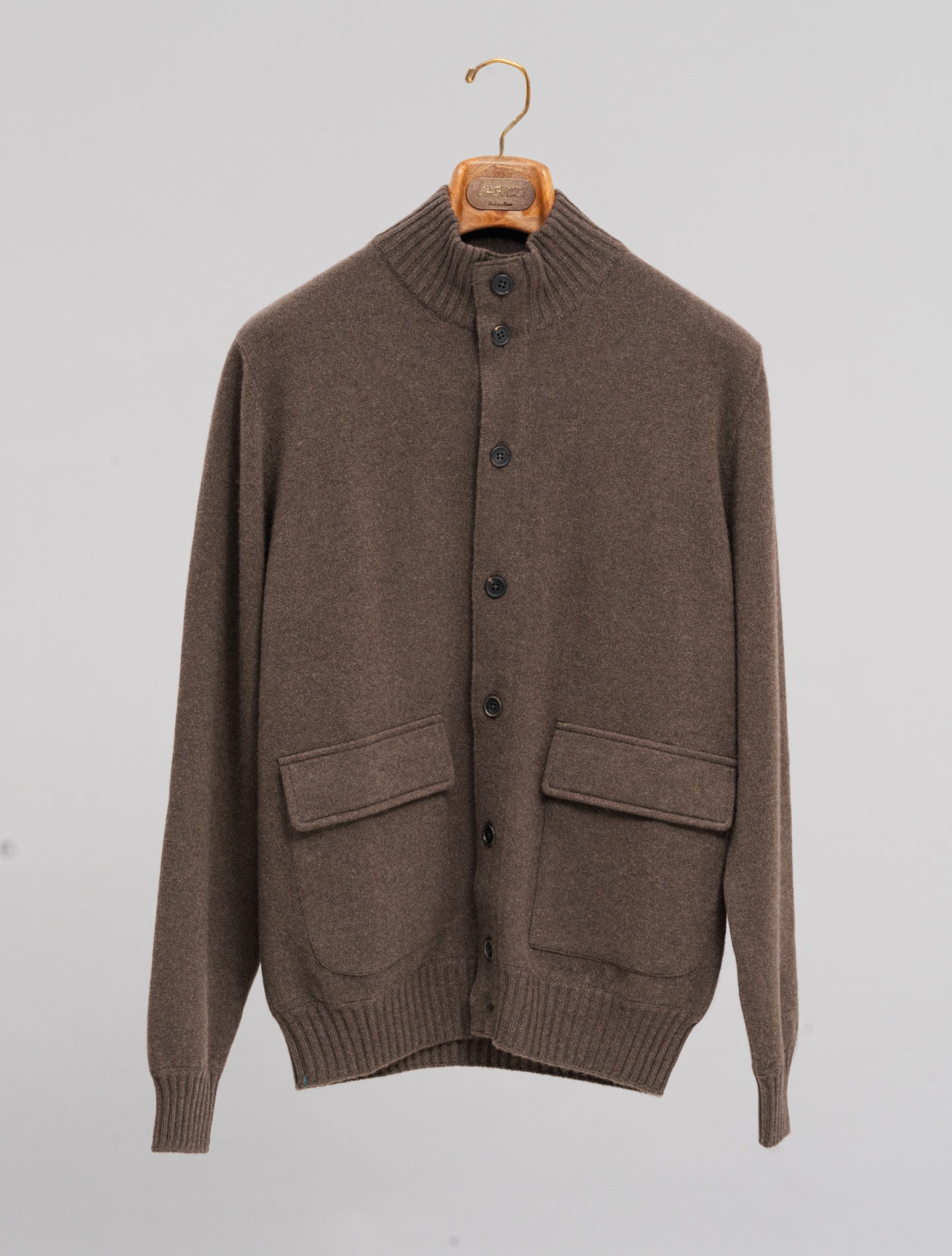Cashmere Knitted Bomber Dark Brown