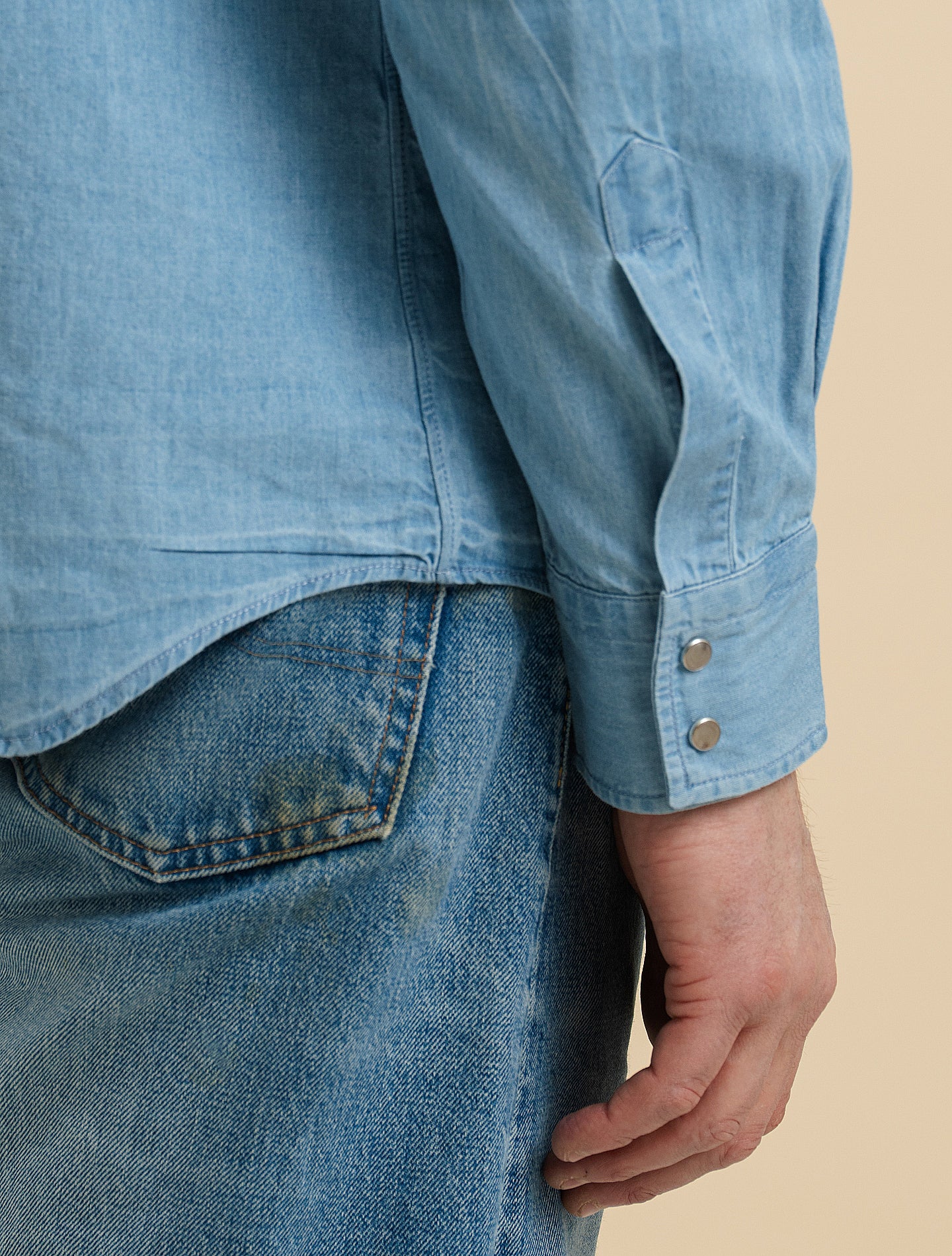 Denim Snap Button Shirt Blue