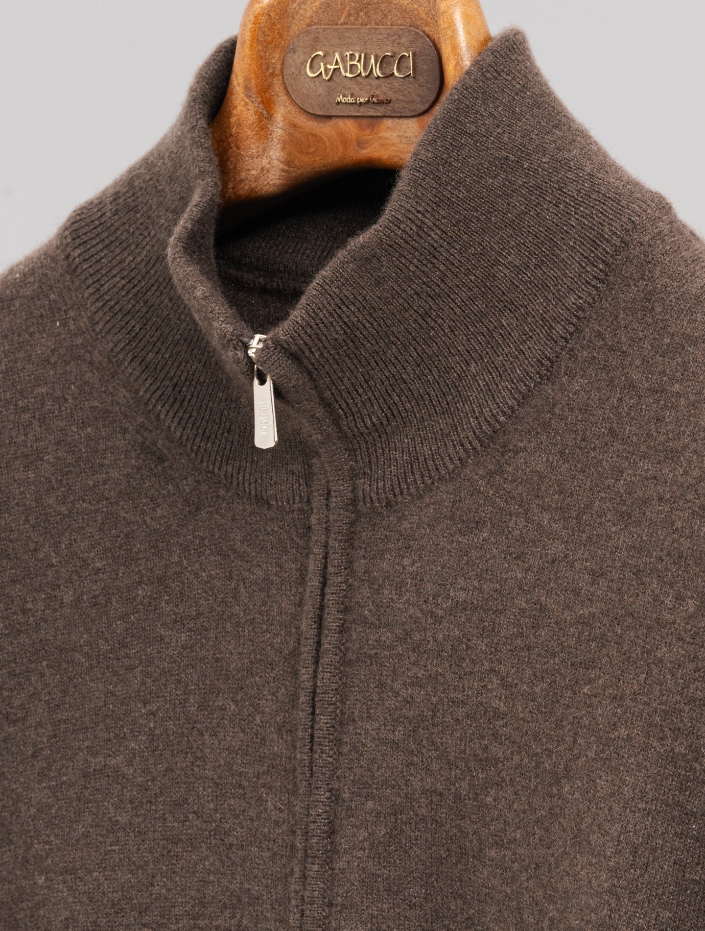 Favonio Cashmere Full Zip Sweater Brown