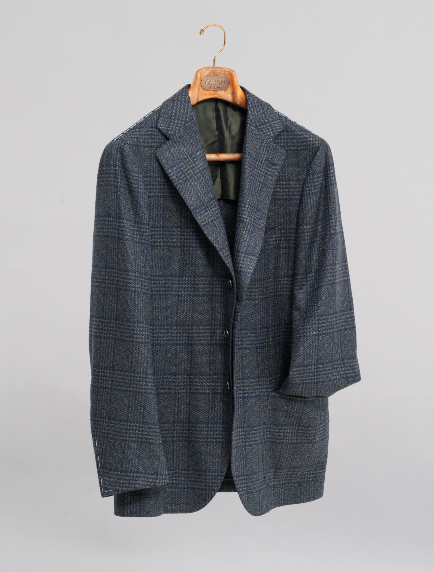 Handmade Single Breasted Glencheck Cashmere Jacket Green