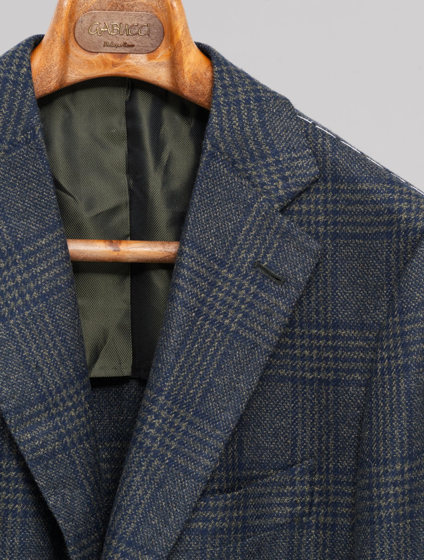 Handmade Single Breasted Glencheck Cashmere Jacket Green
