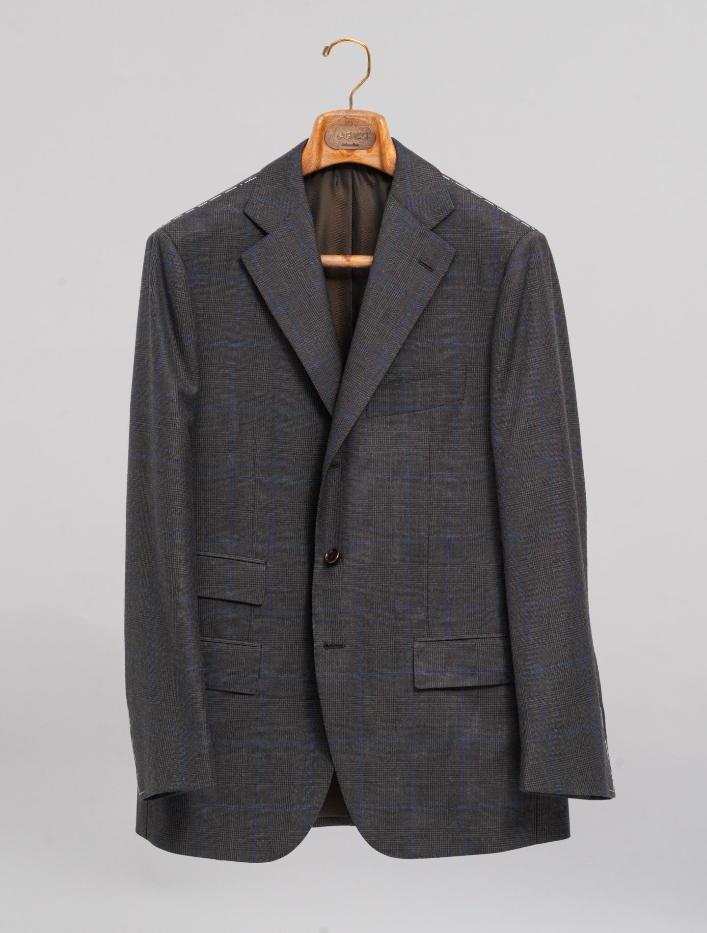 Handmade Single Prince of Wales s130 Wool Cashmere Suit Brown