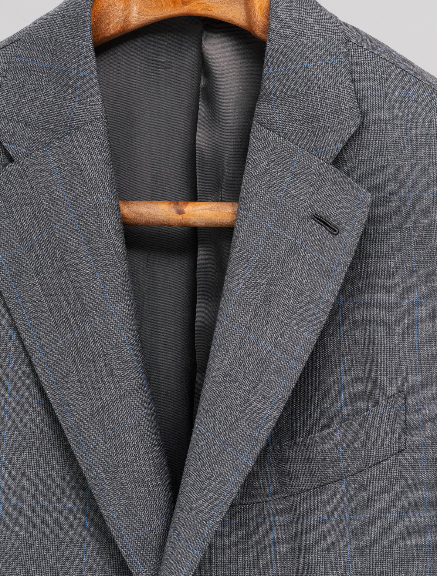 Single Breasted Wool Prince of Wales Suit Grey