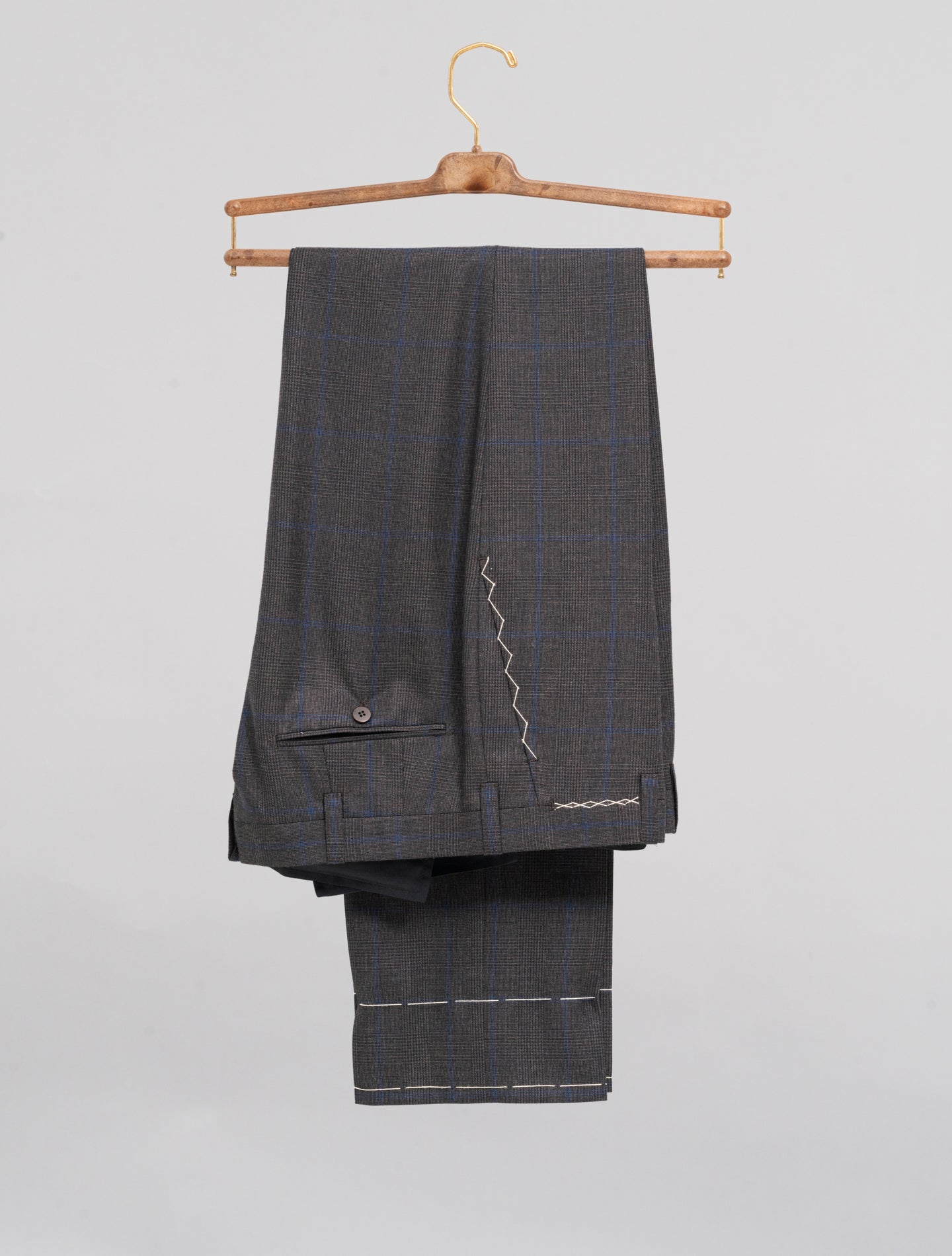 Handmade Single Prince of Wales s130 Wool Cashmere Suit Brown