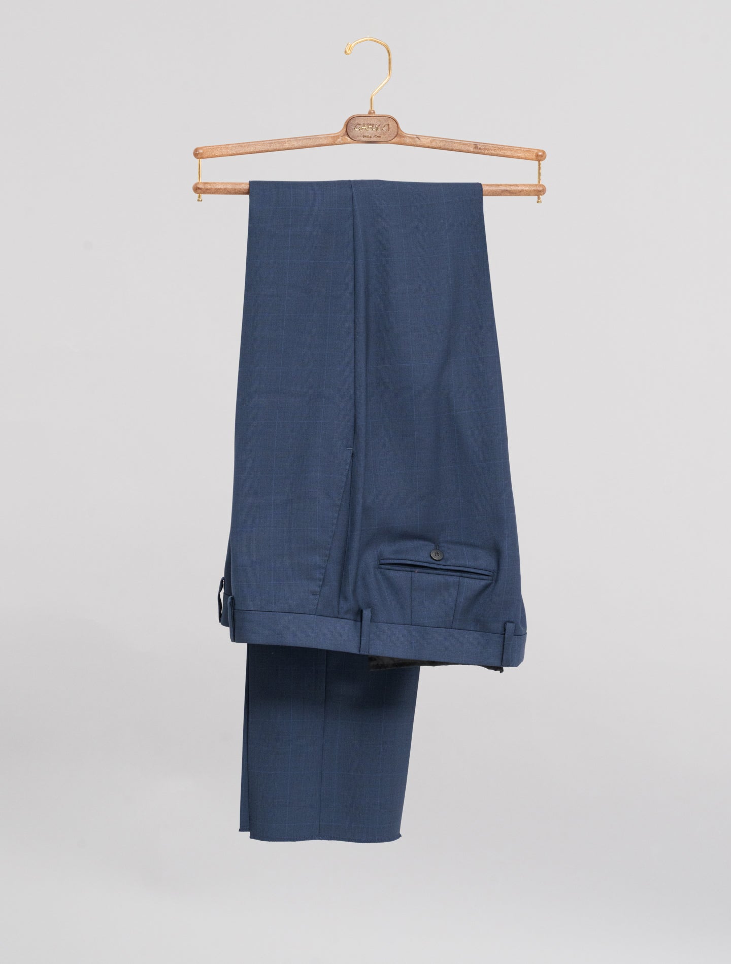 Single Breasted Wool Prince of Wales Suit Navy