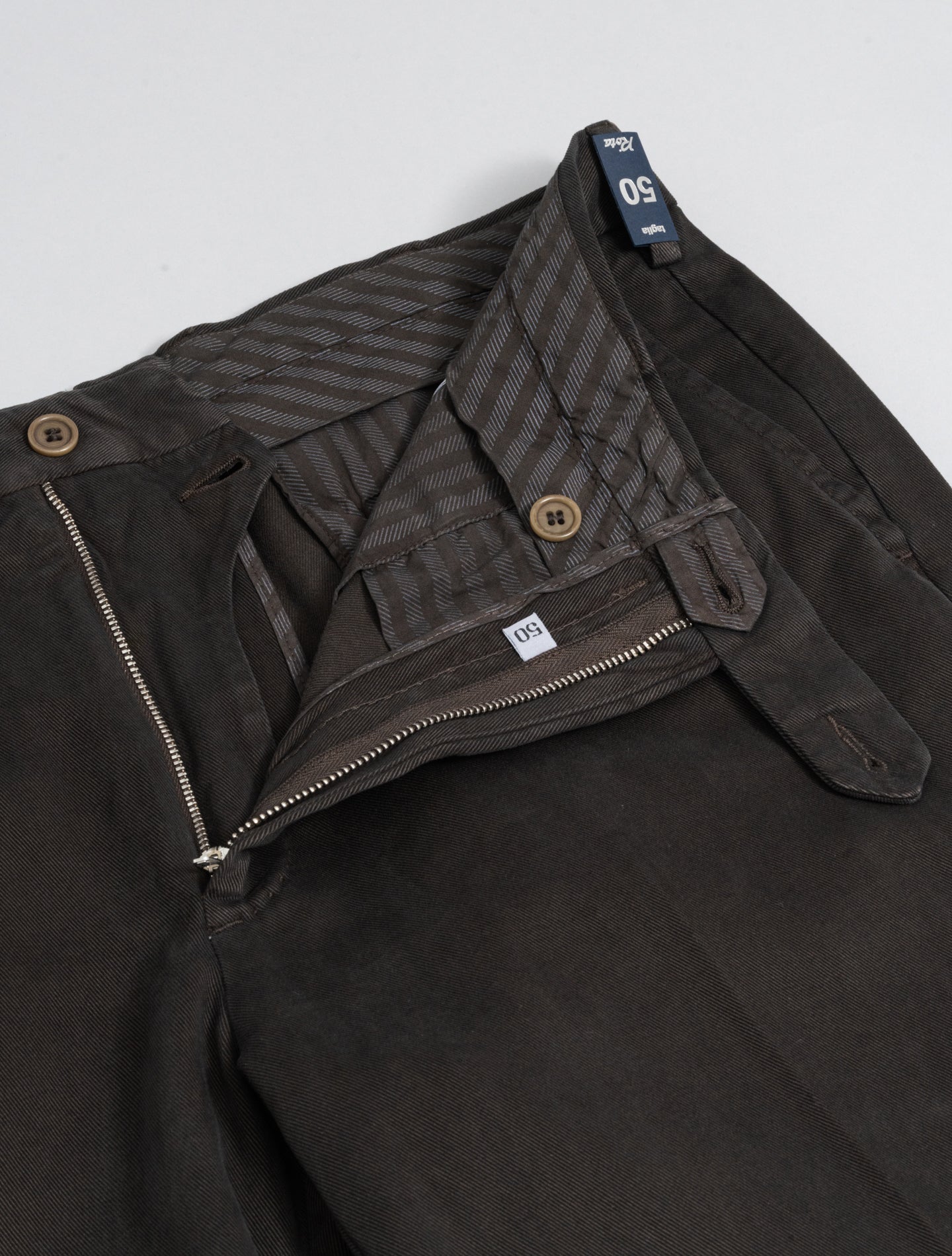190 Cotton Cashmere Twill Trousers Brown