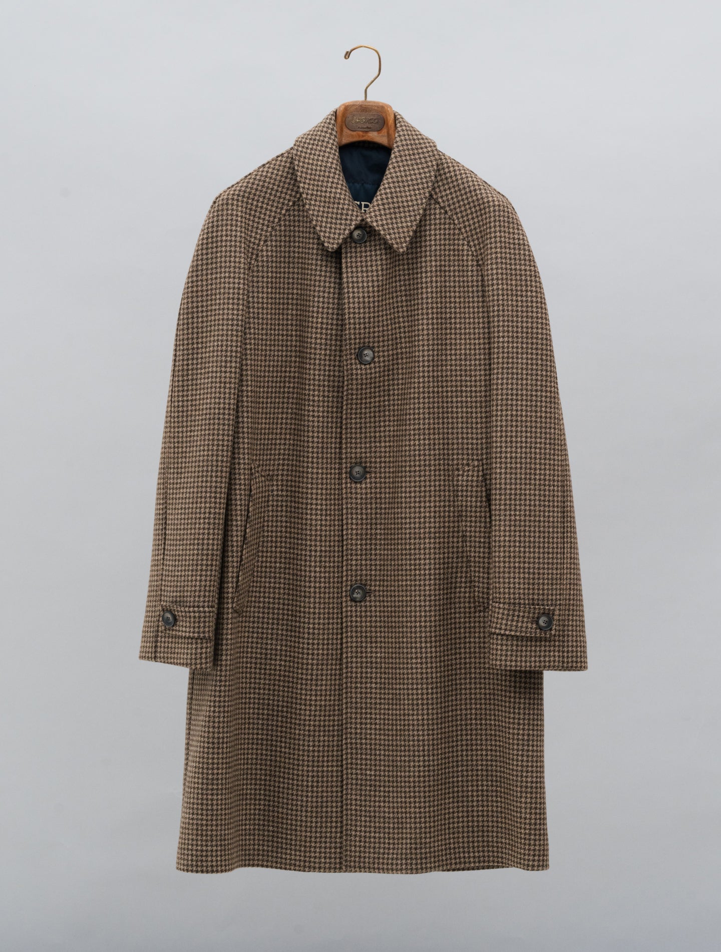 Houndstooth Raglan Wool Coat Brown