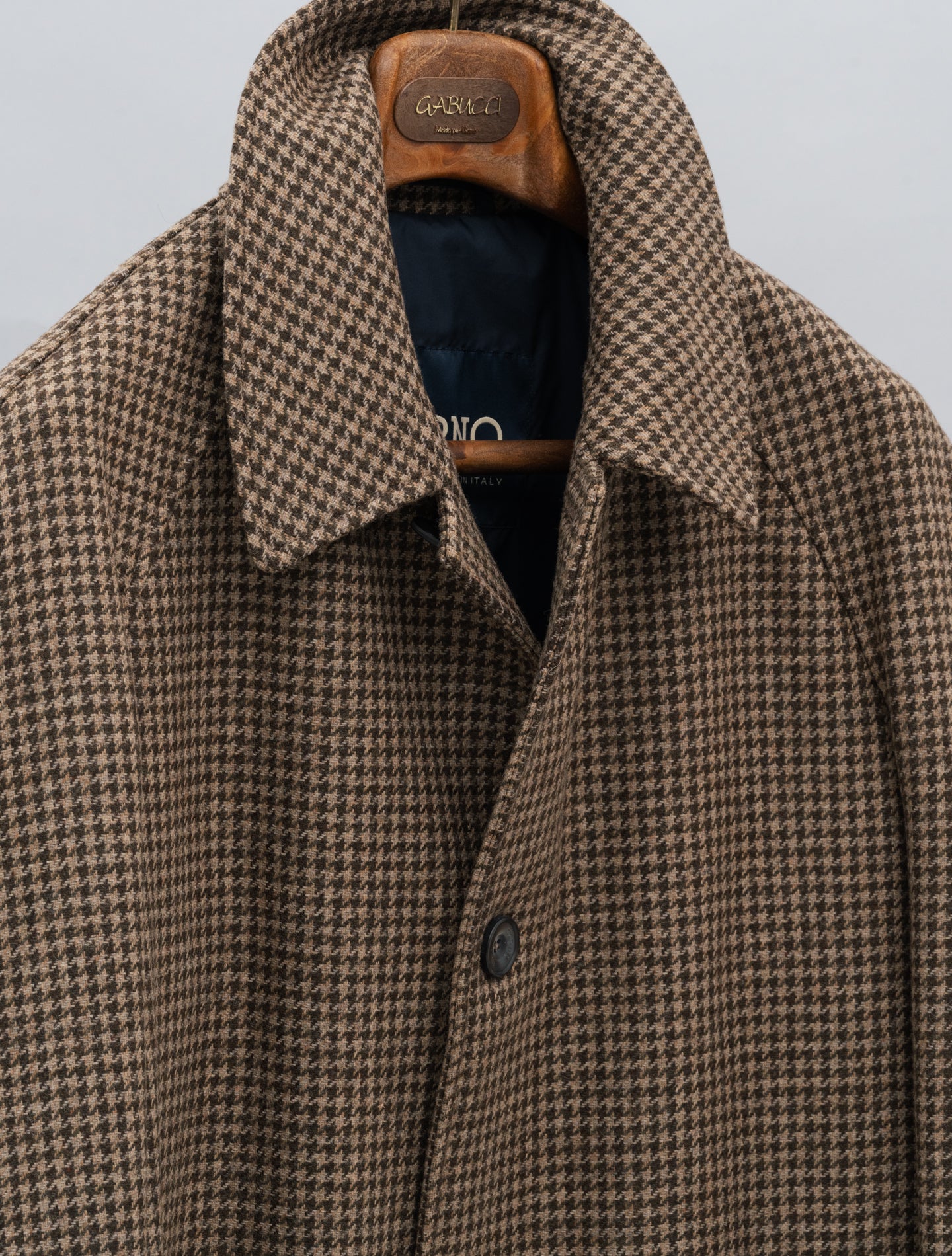 Houndstooth Raglan Wool Coat Brown