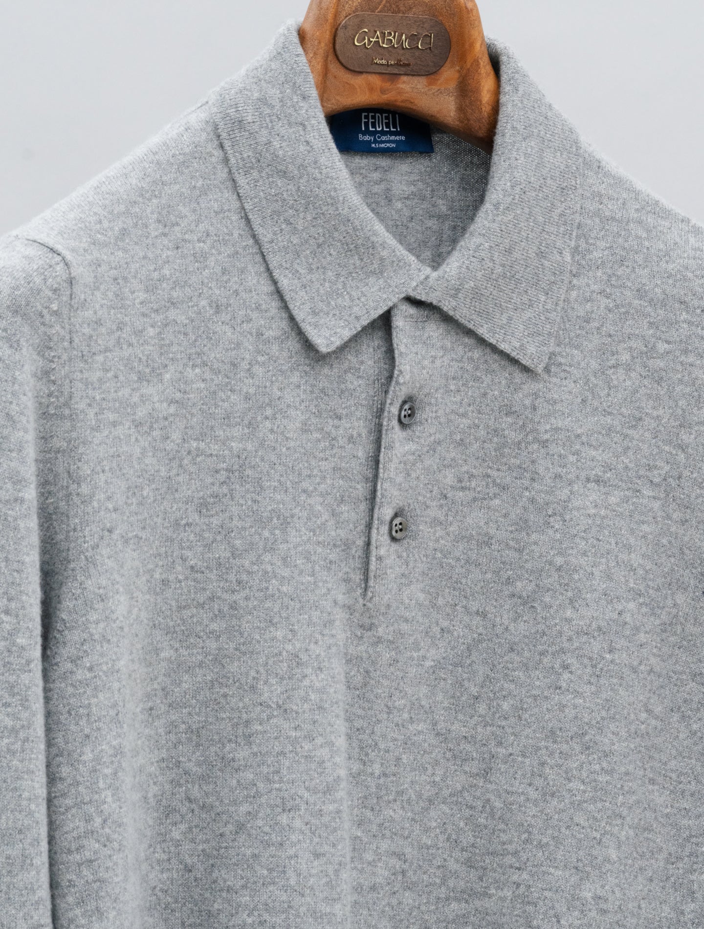 Knitted Baby Cashmere Polo Shirt Grey