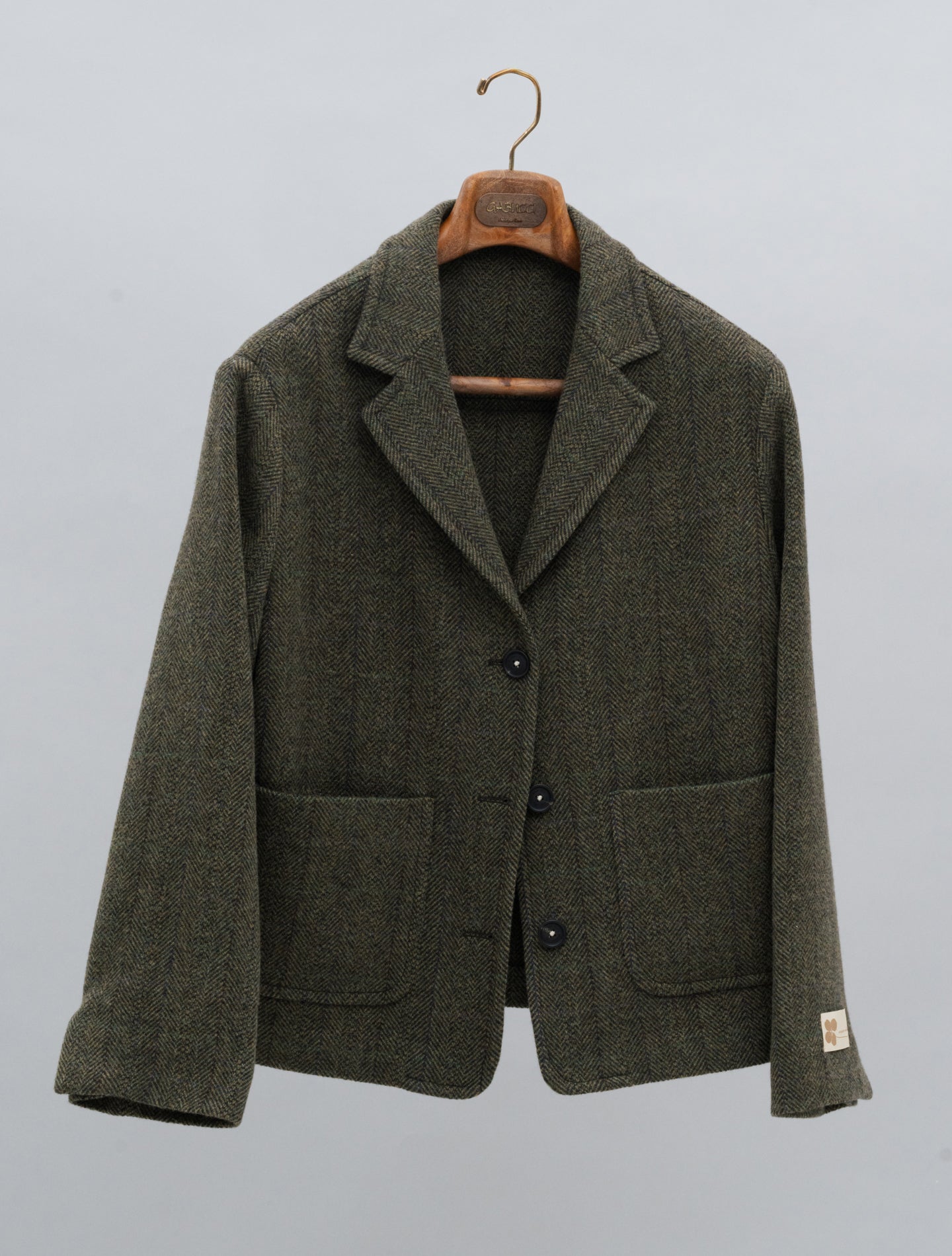 Tebe Herringbone Wool Jacket Military