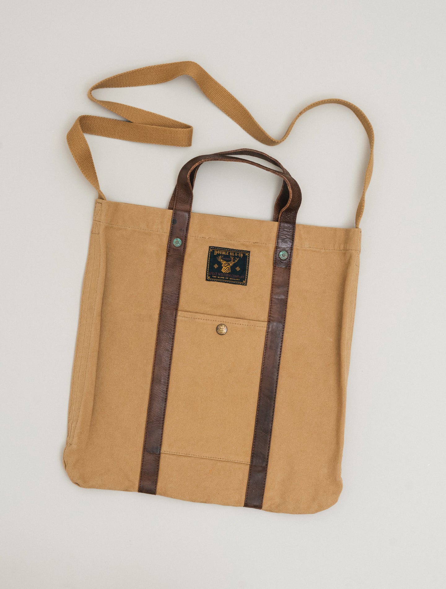 Harley Leather-Trimmed Cotton-Canvas Tote Bag Medium Khaki Brown