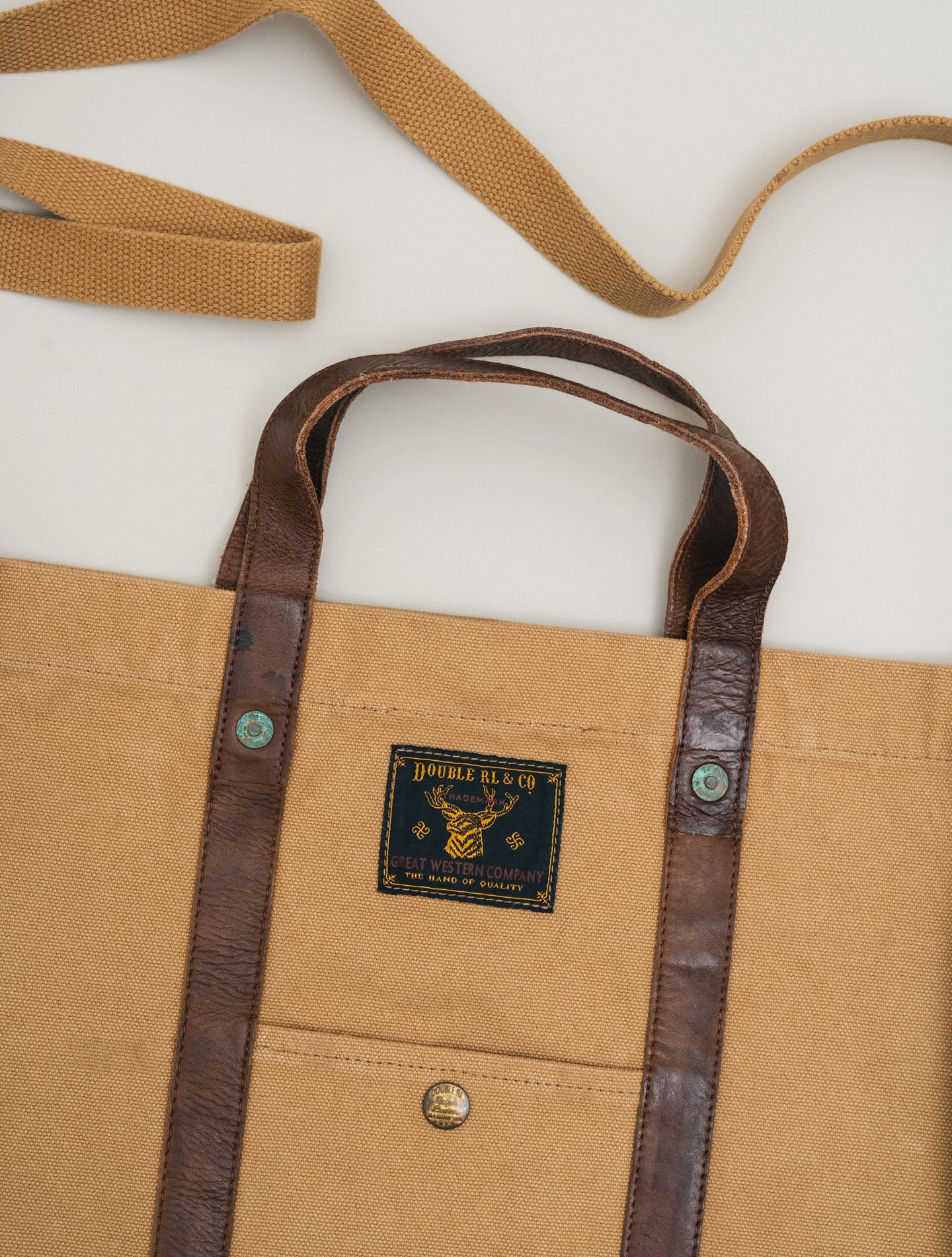 Harley Leather-Trimmed Cotton-Canvas Tote Bag Medium Khaki Brown