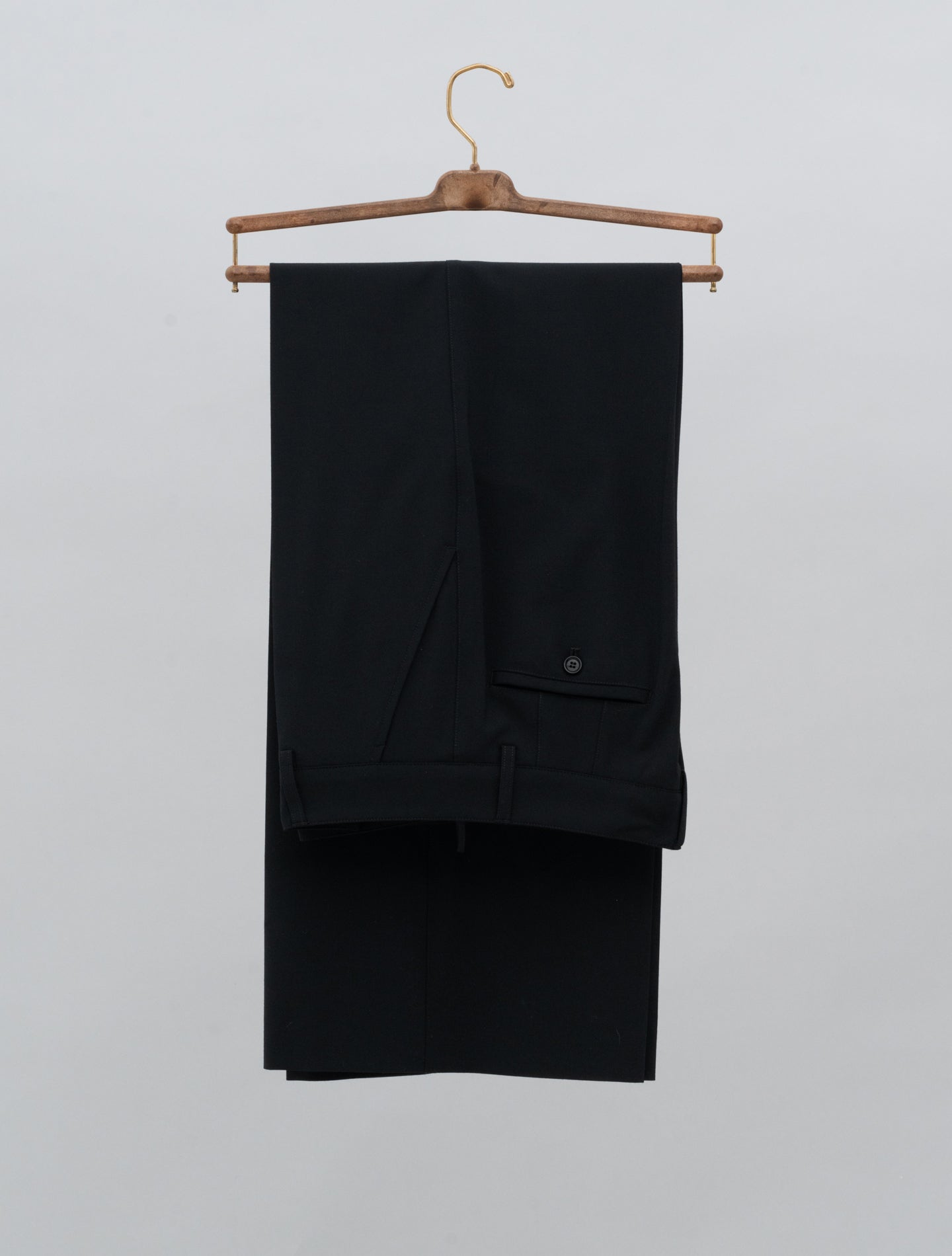Wool Stretch High Waisted Trousers Black