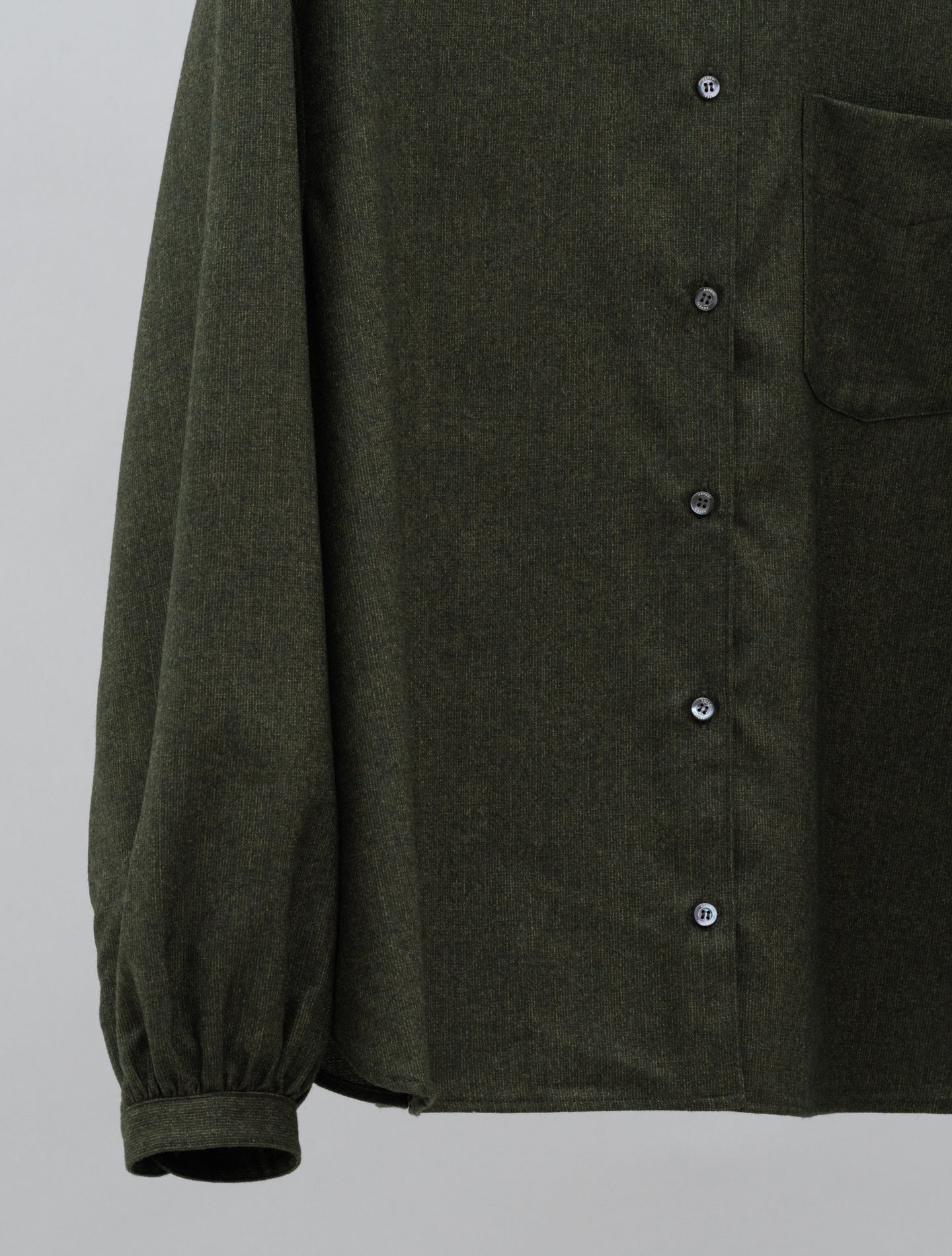 Wool Mandarin Collar Shirt Military
