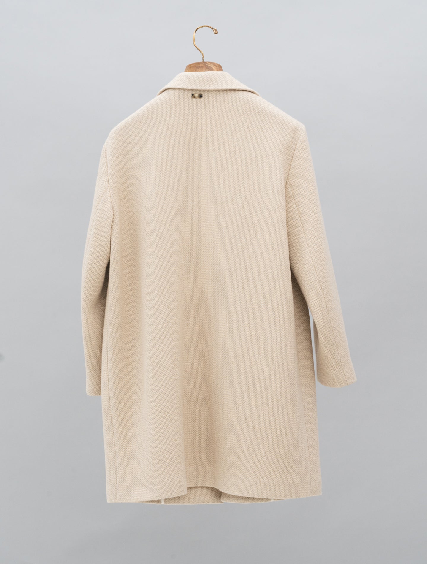 Knit Effect Wool Cashmere Silk Coat Beige